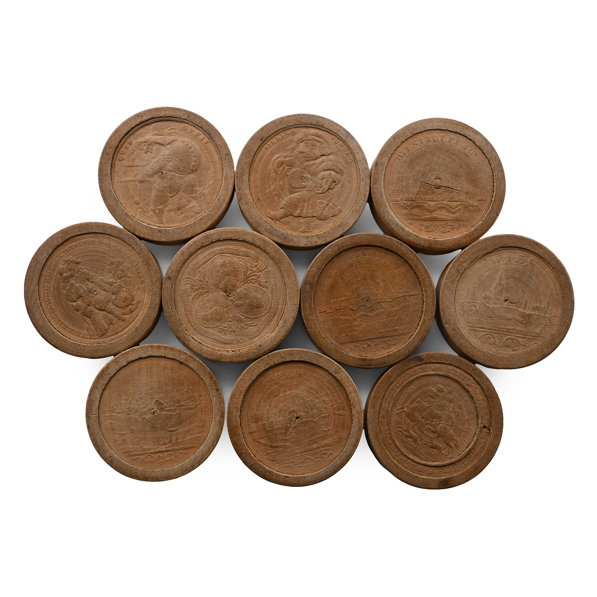 Post Medieval Stained and Natural Wooden Gaming Pieces