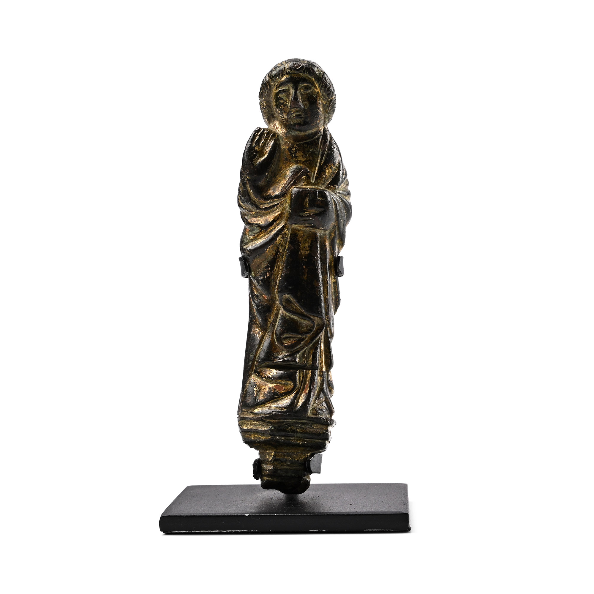 Medieval Gilt Bronze Figure of Saint John the Evangelist