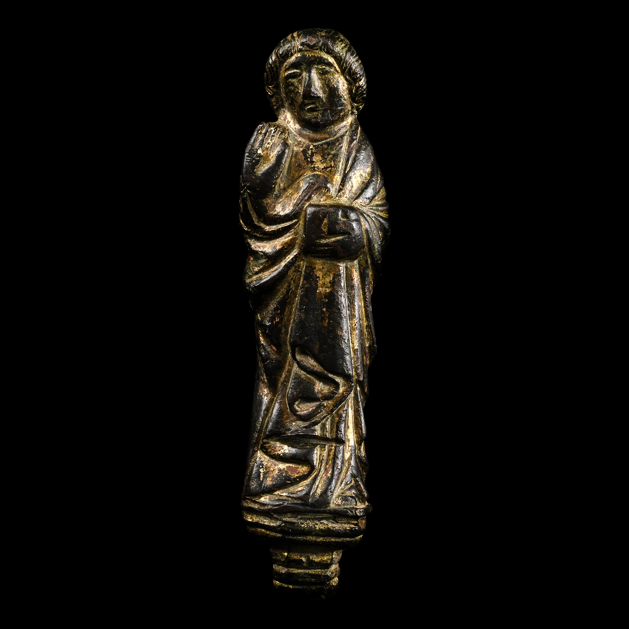 Medieval Gilt Bronze Figure of Saint John the Evangelist