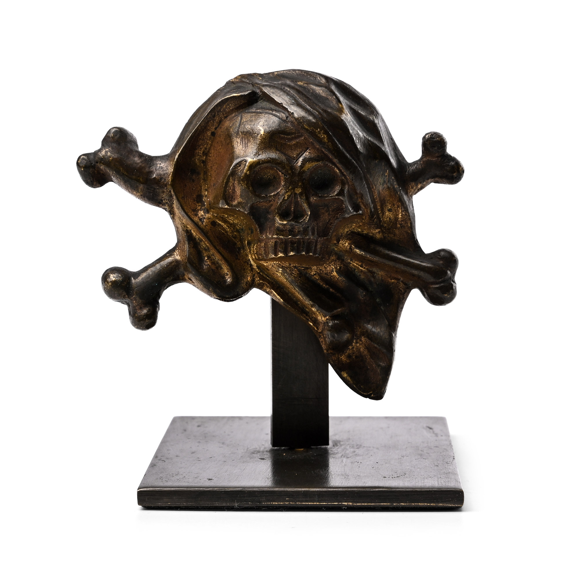 Post Medieval Bronze Vanitas Relief with Skull and Crossed Bones