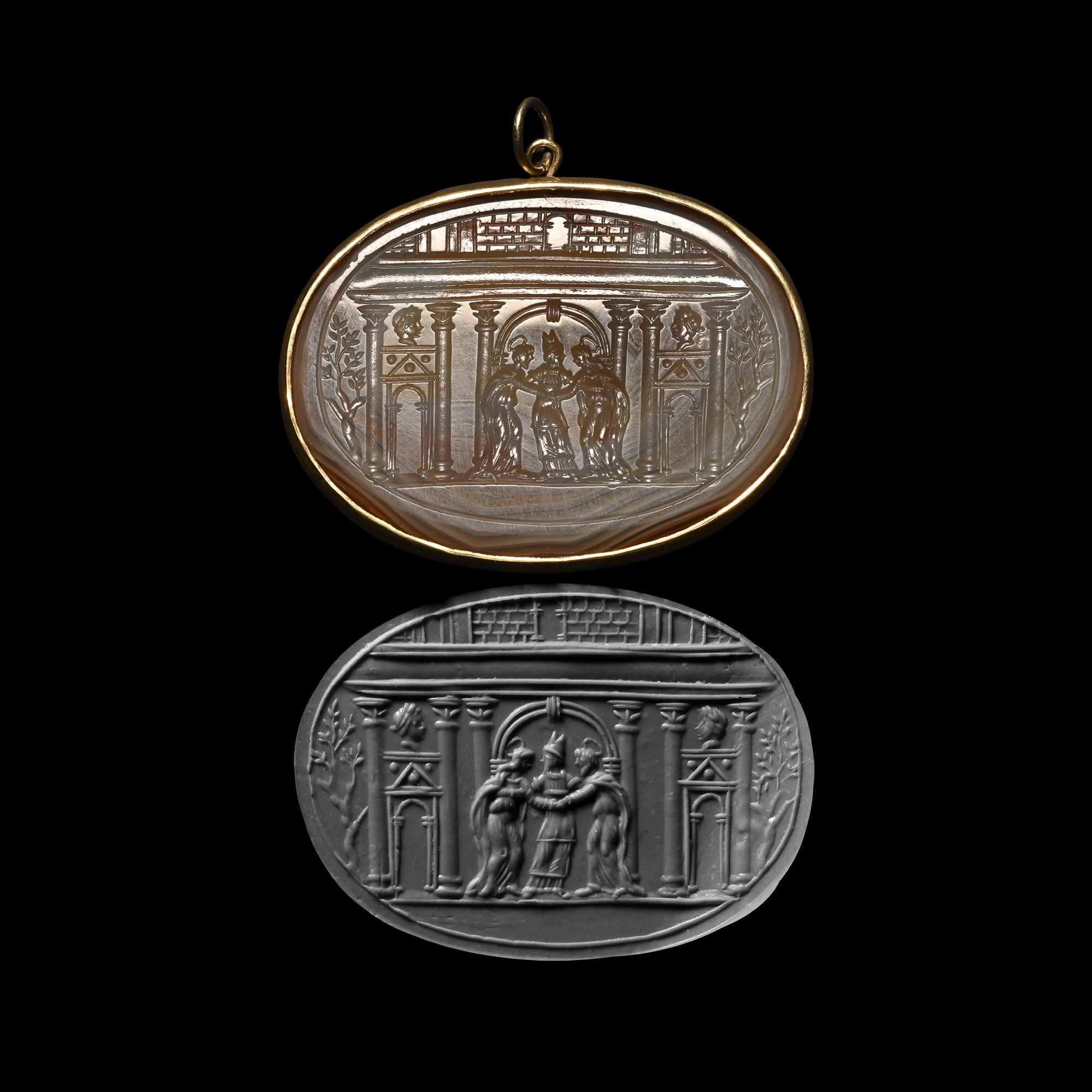 Large Agate Gemstone with the Marriage of the Virgin
