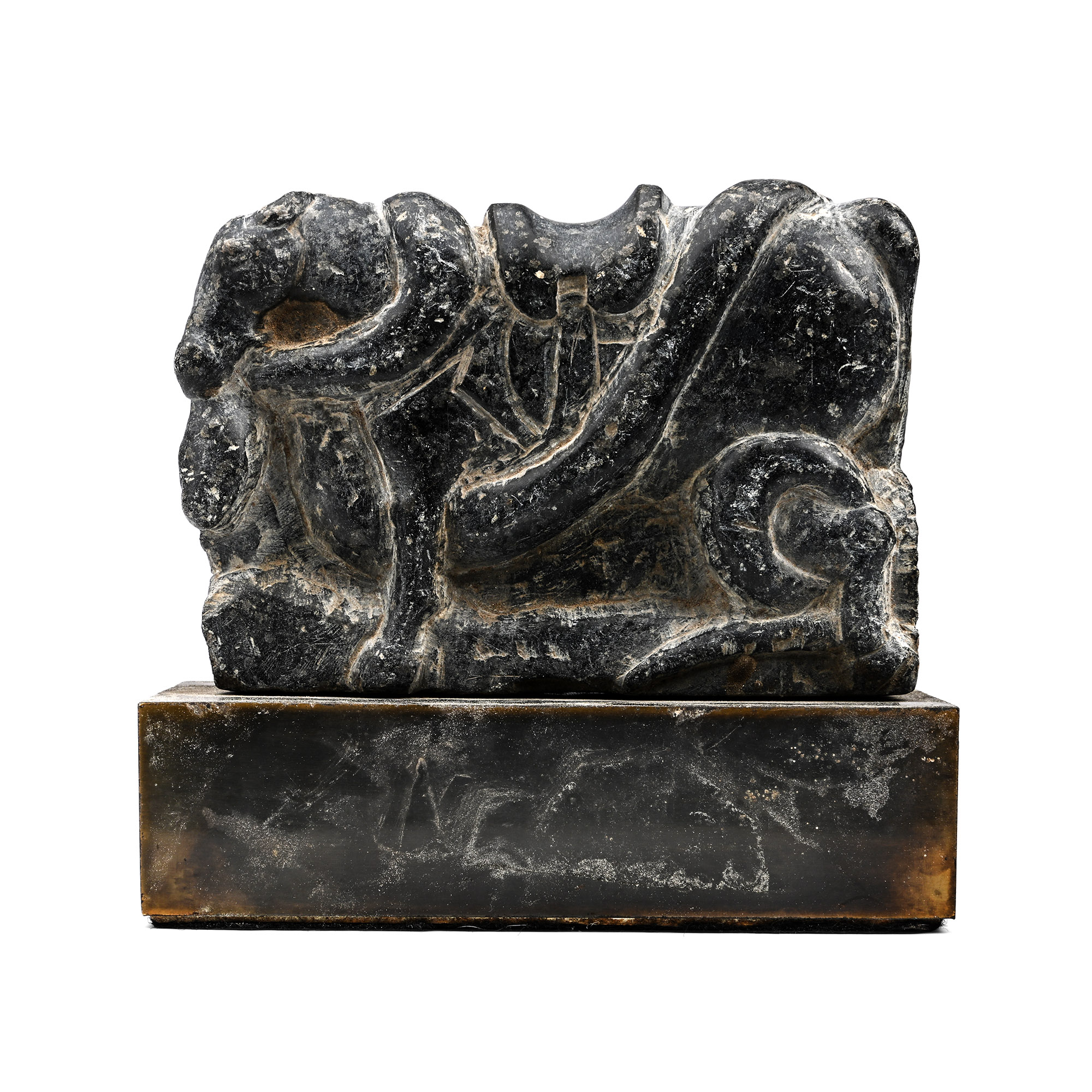 Carved Stone Panel of a Horse Attacked by a Large Snake