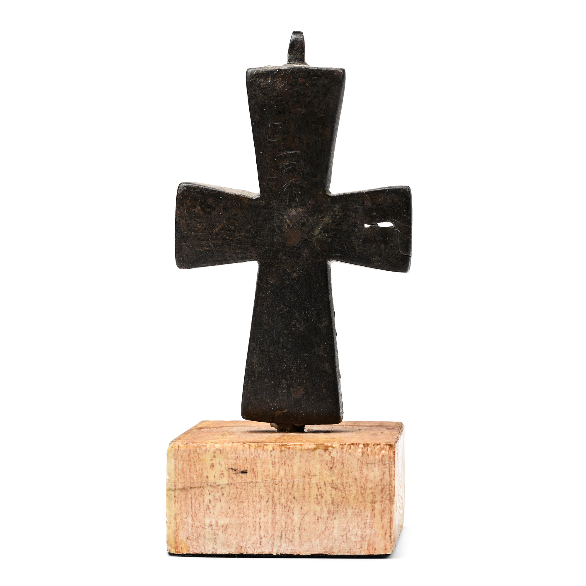 Byzantine Bronze Reliquary Cross Pendant Plate