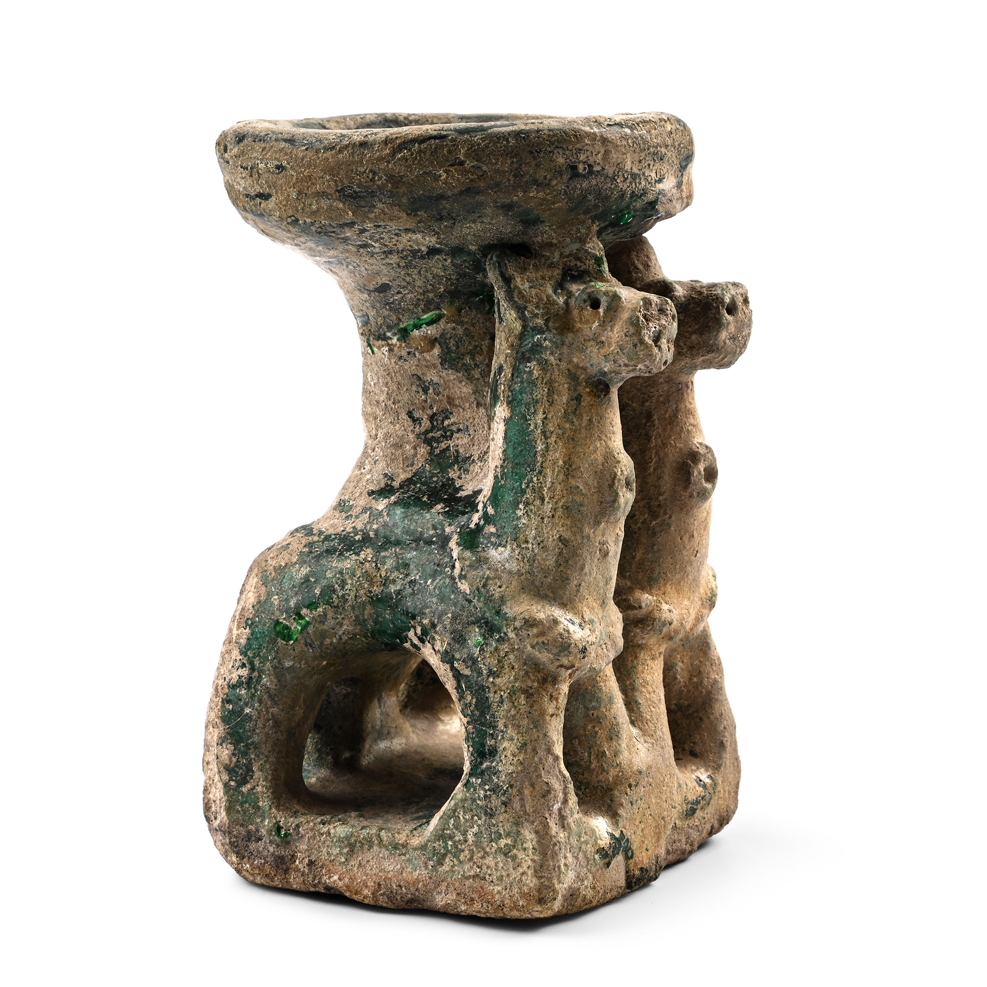 Parthian Faience Glazed Offering Chalice with Quadrupeds