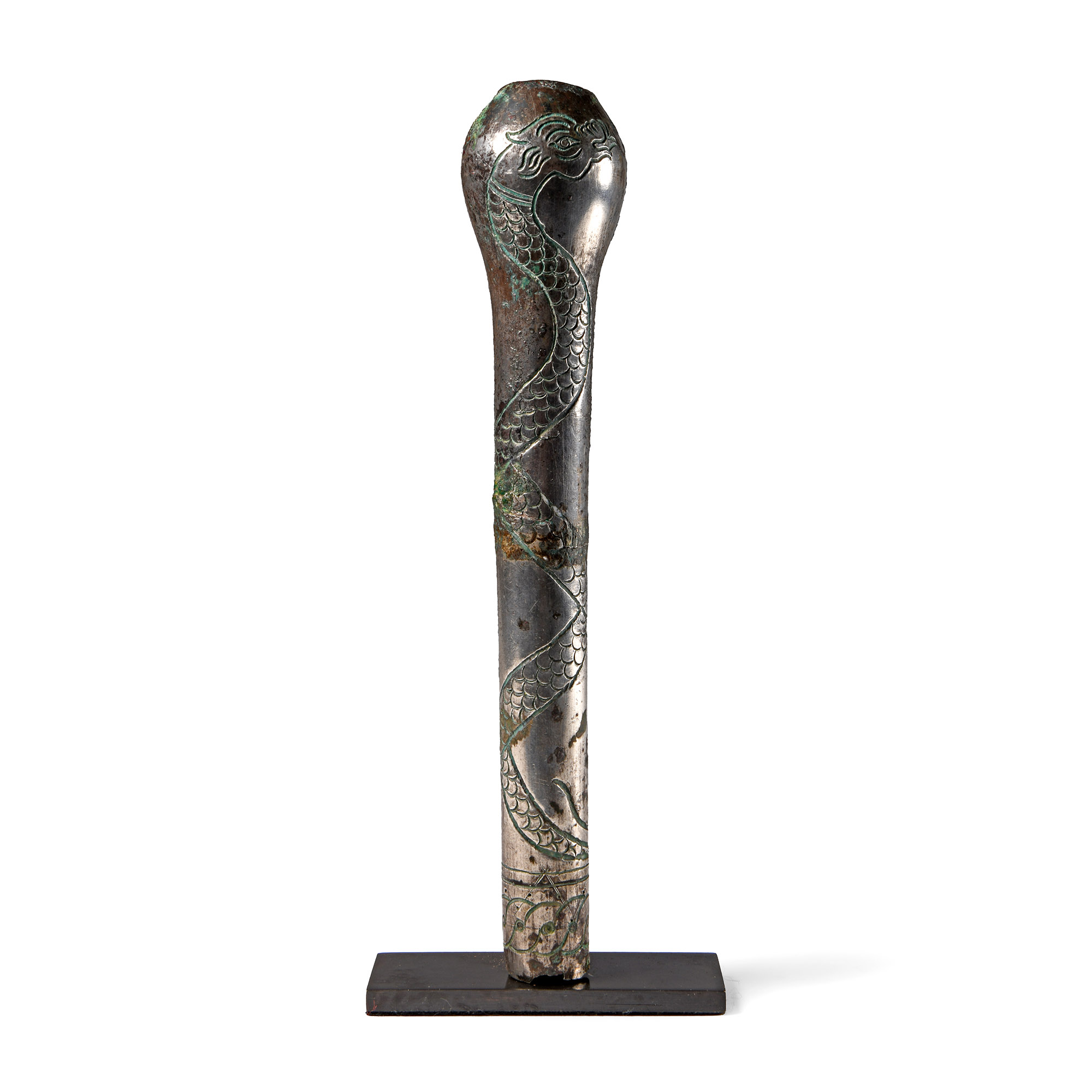 Bactrian Silver Macehead with Interlaced Dragons
