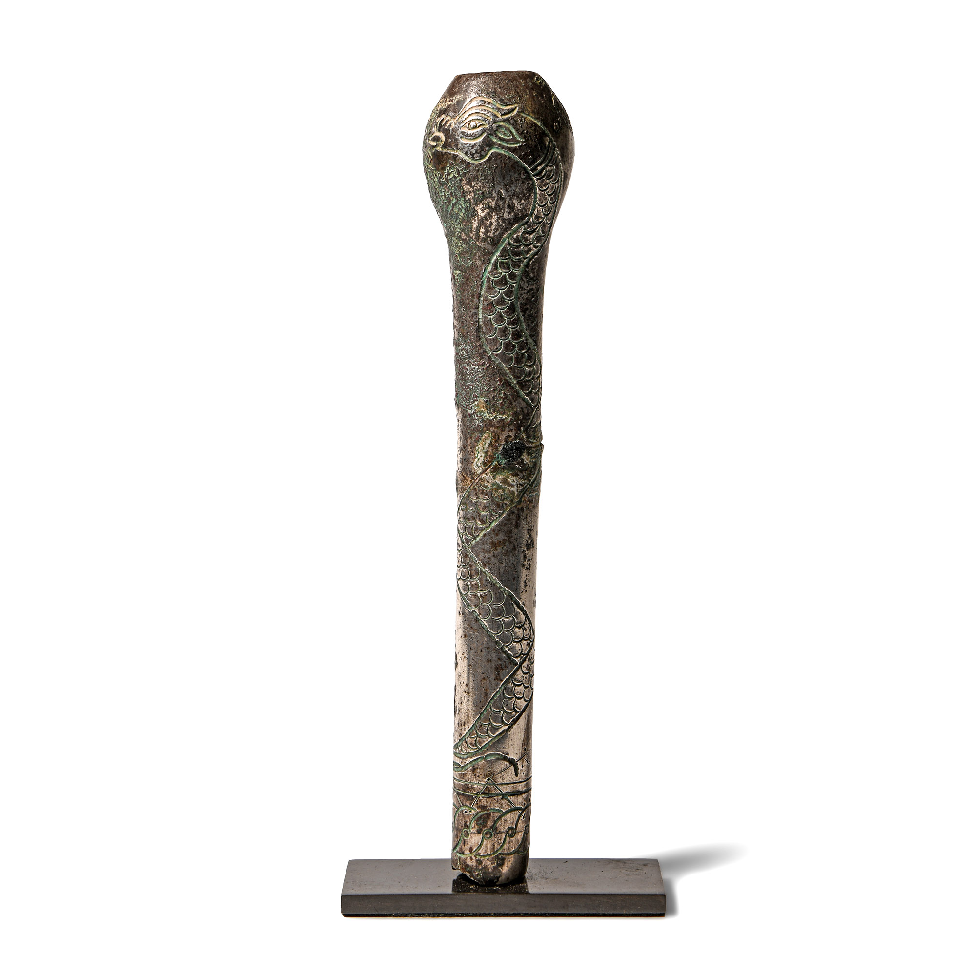 Bactrian Silver Macehead with Interlaced Dragons