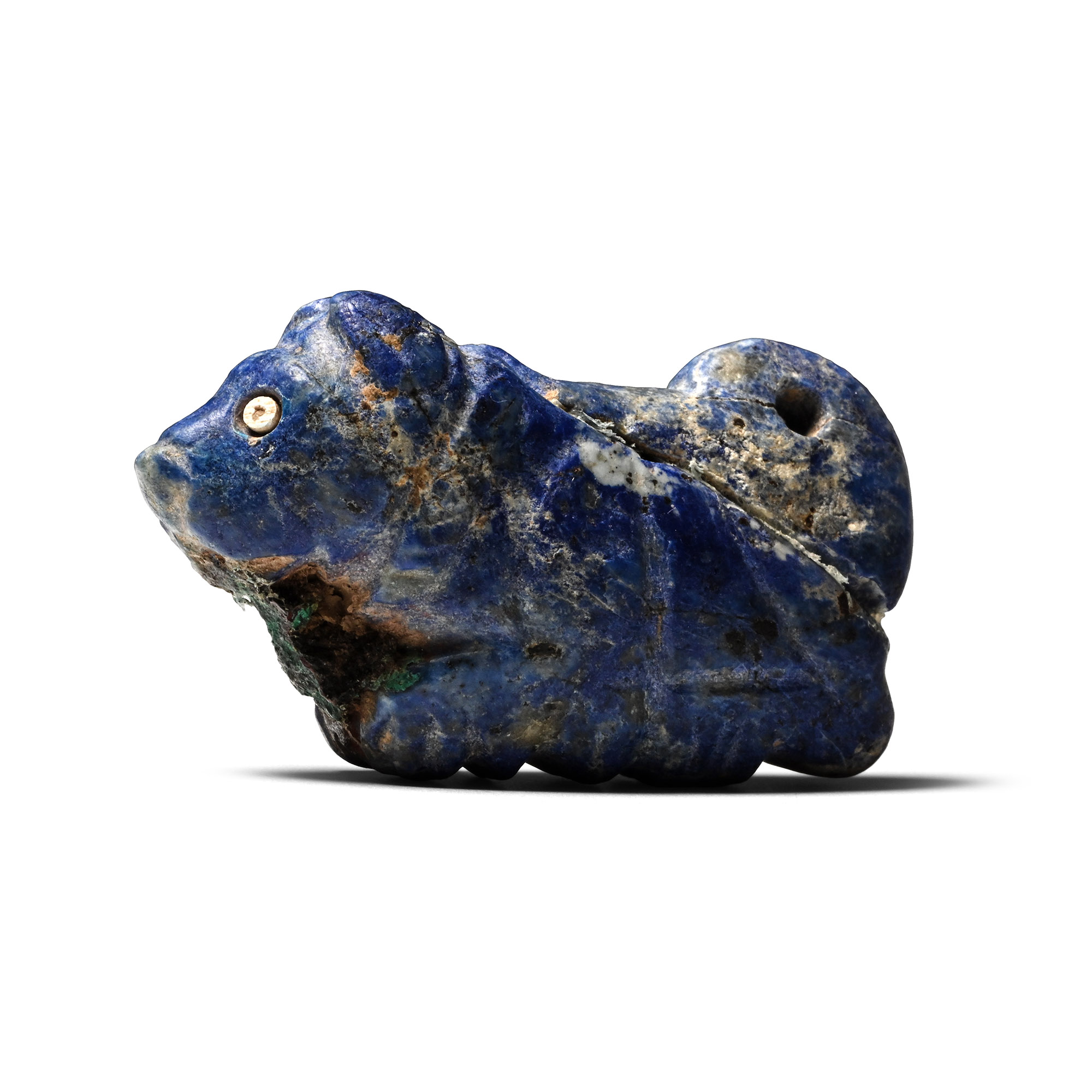 Bactrian Lapis Lazuli Recumbent Bull with Inlaid Eyes