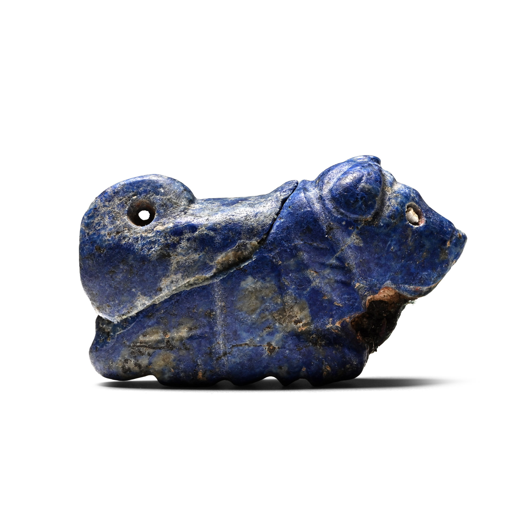 Bactrian Lapis Lazuli Recumbent Bull with Inlaid Eyes
