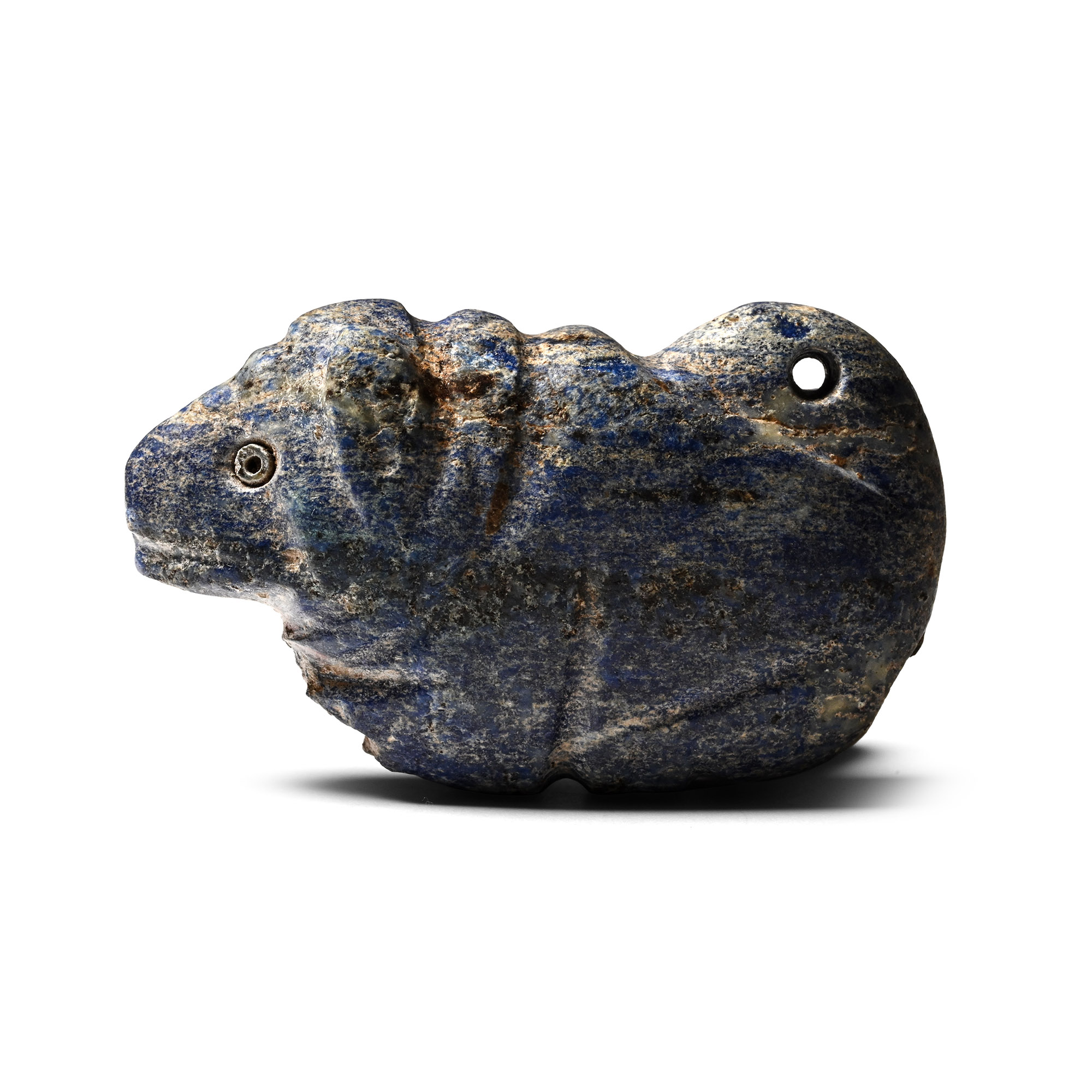 Bactrian Lapis Lazuli Recumbent Bull with Inlaid Eyes