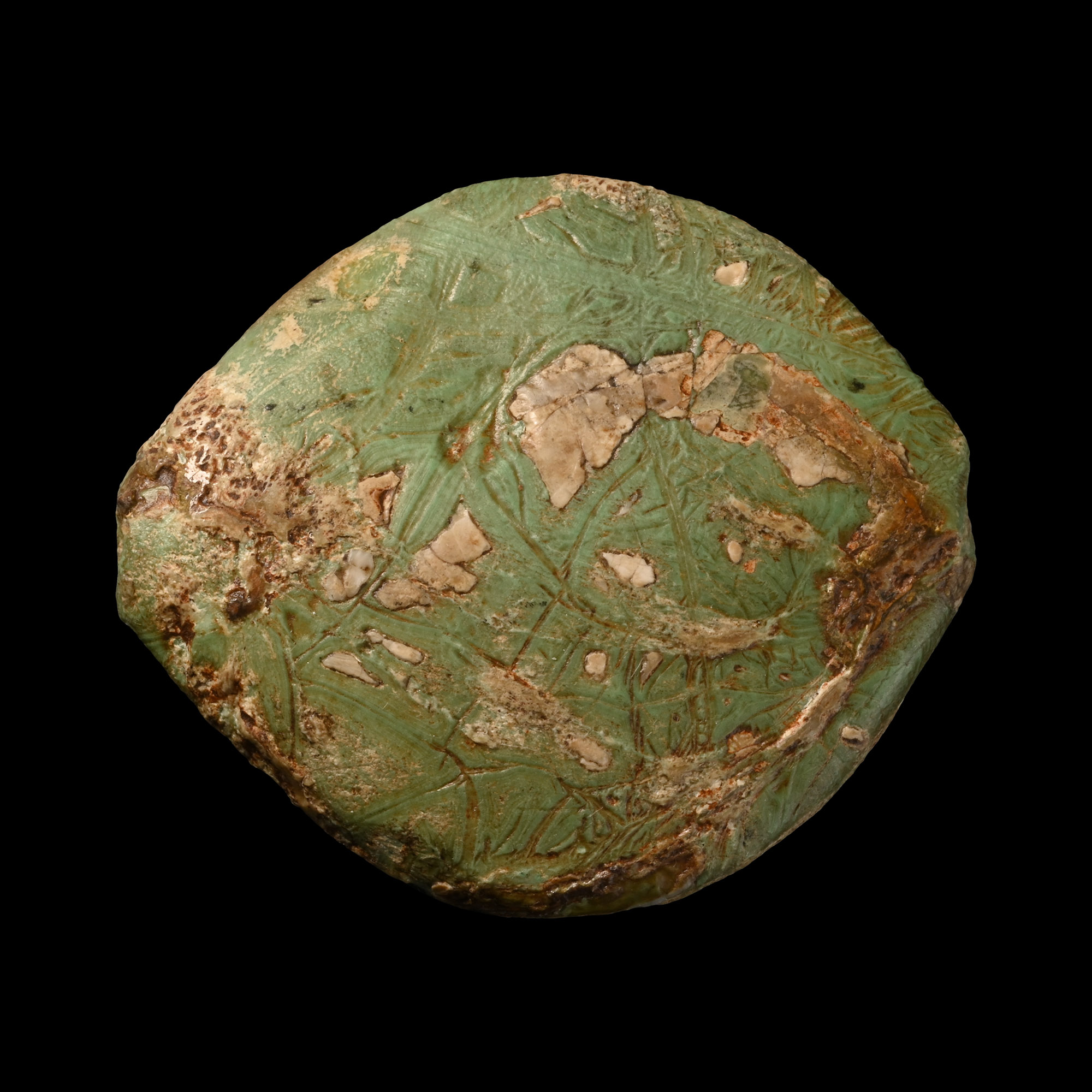 Large Bactrian Flat Turquoise Bead