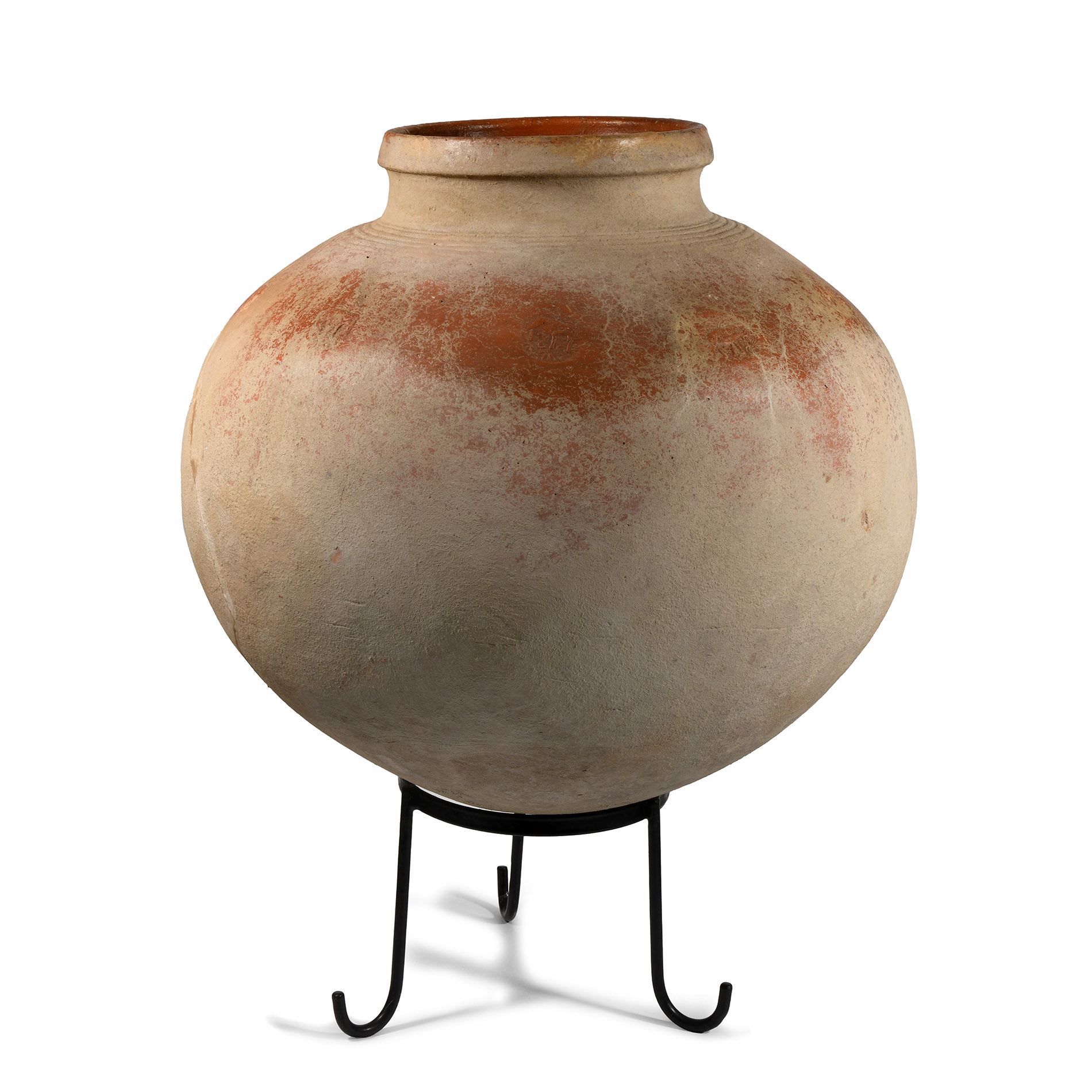 Large Indian Earthenware Vessel with Elephant Impressions