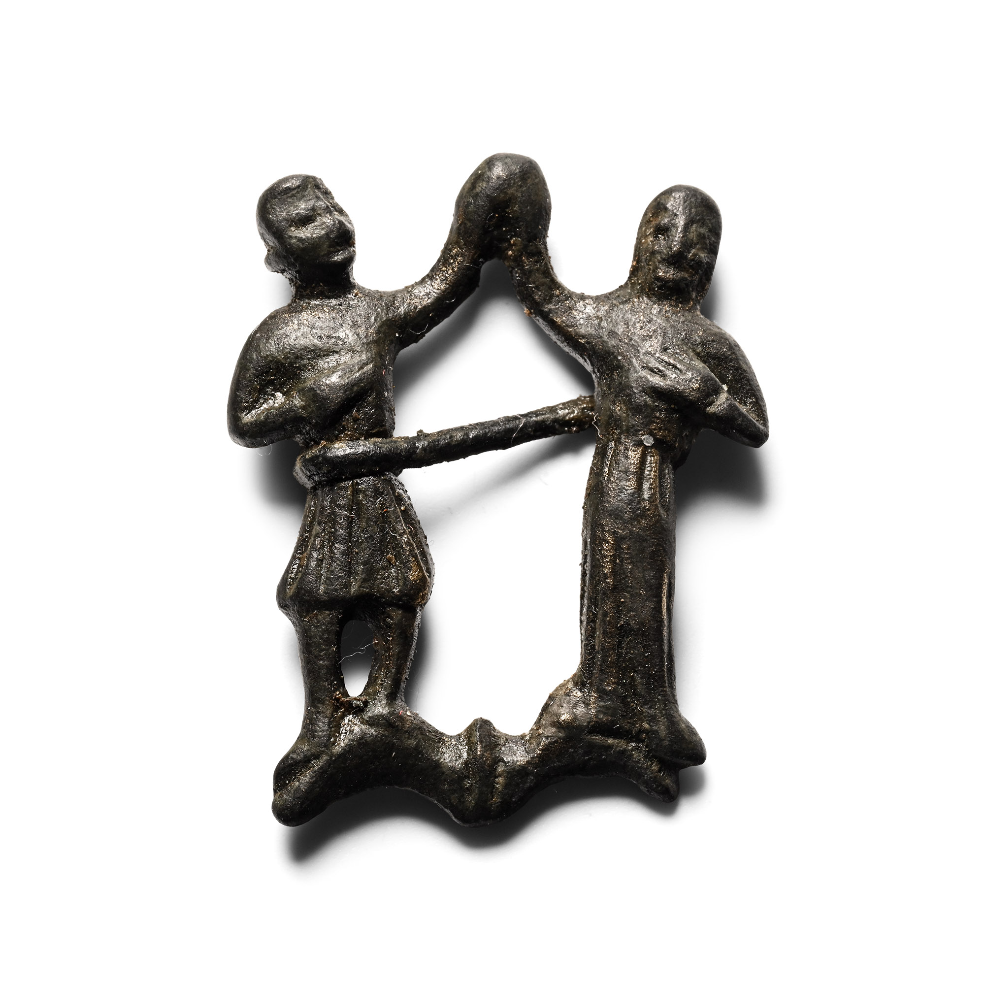 Medieval Bronze Marriage Couple Annular Brooch