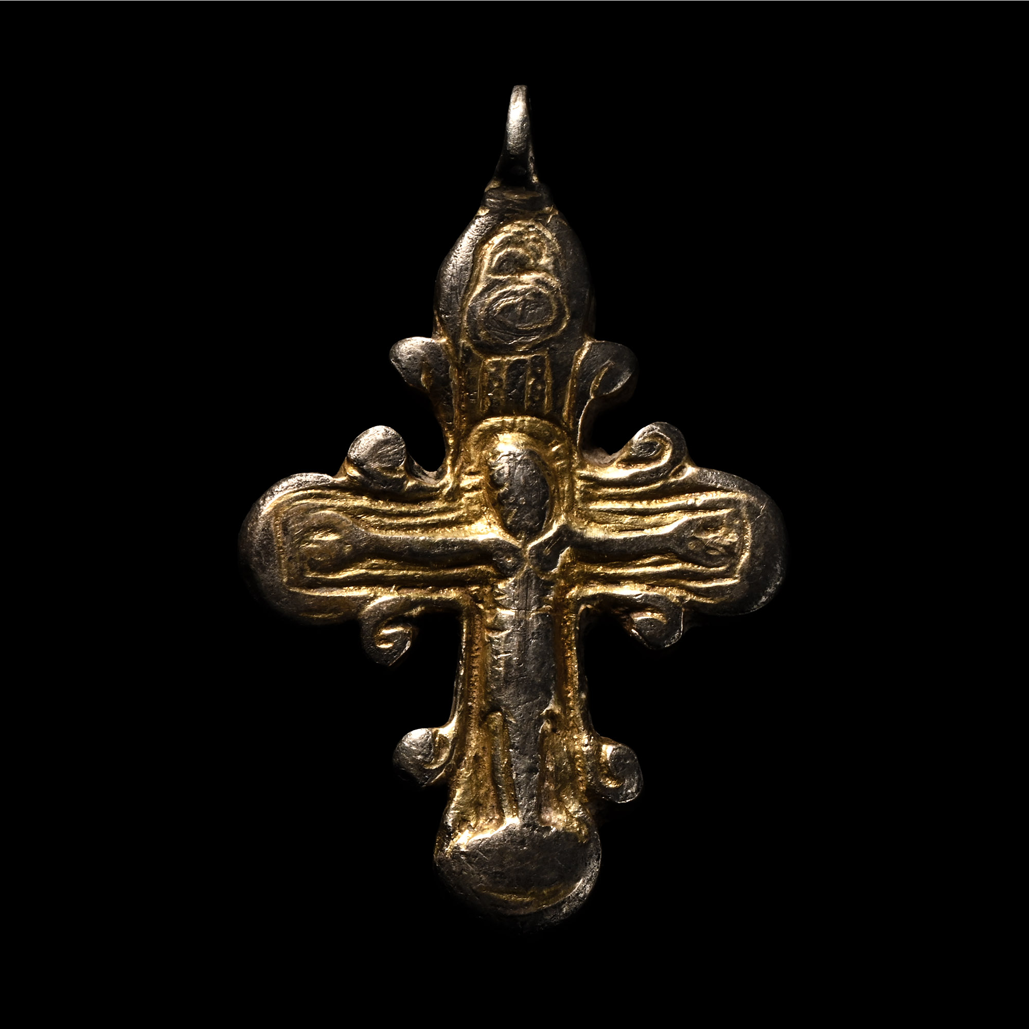 Byzantine Silver-Gilt Inscribed Pectoral Cross Pendant