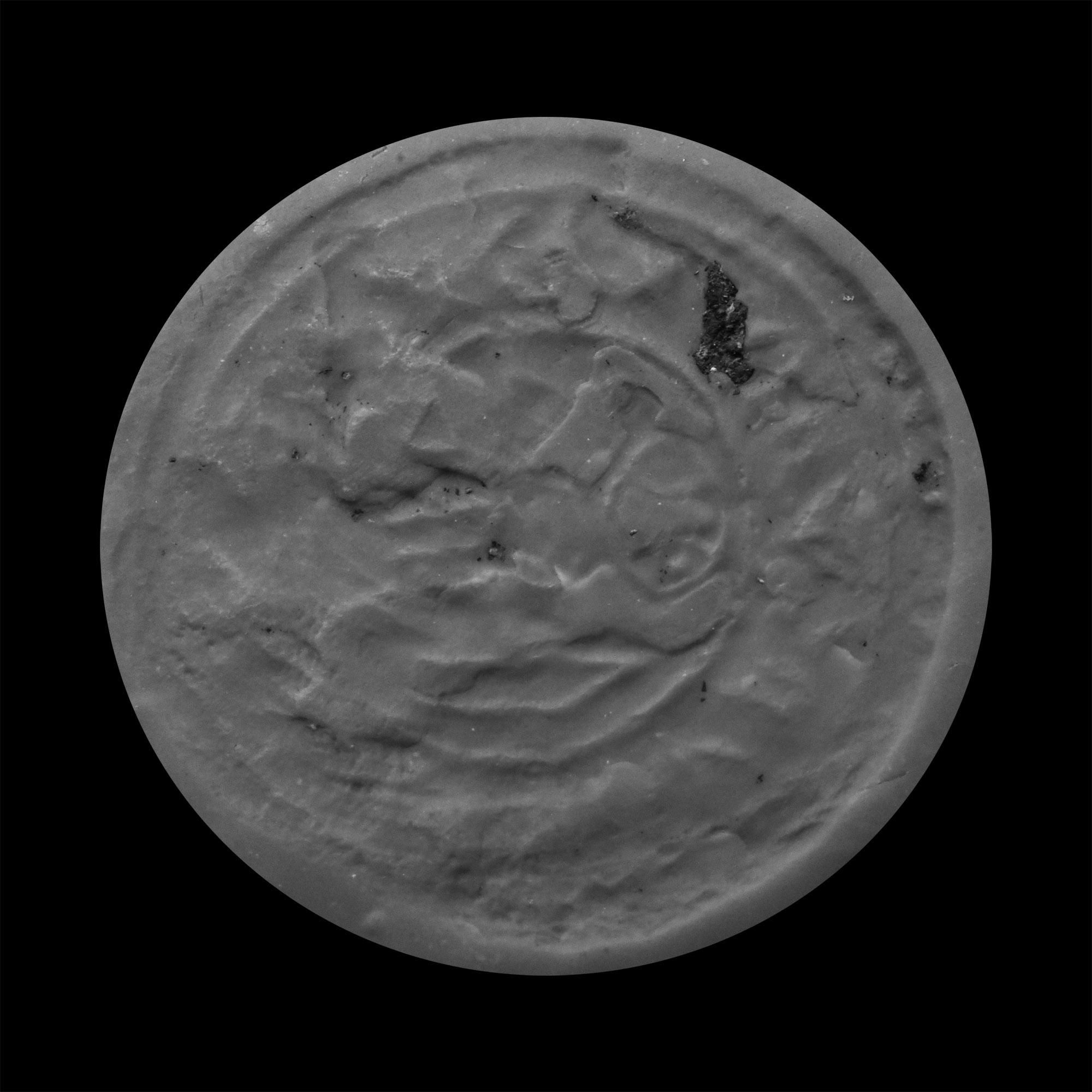 Hittite Silvered Bronze Domed Stamp Seal with Hieroglyphs