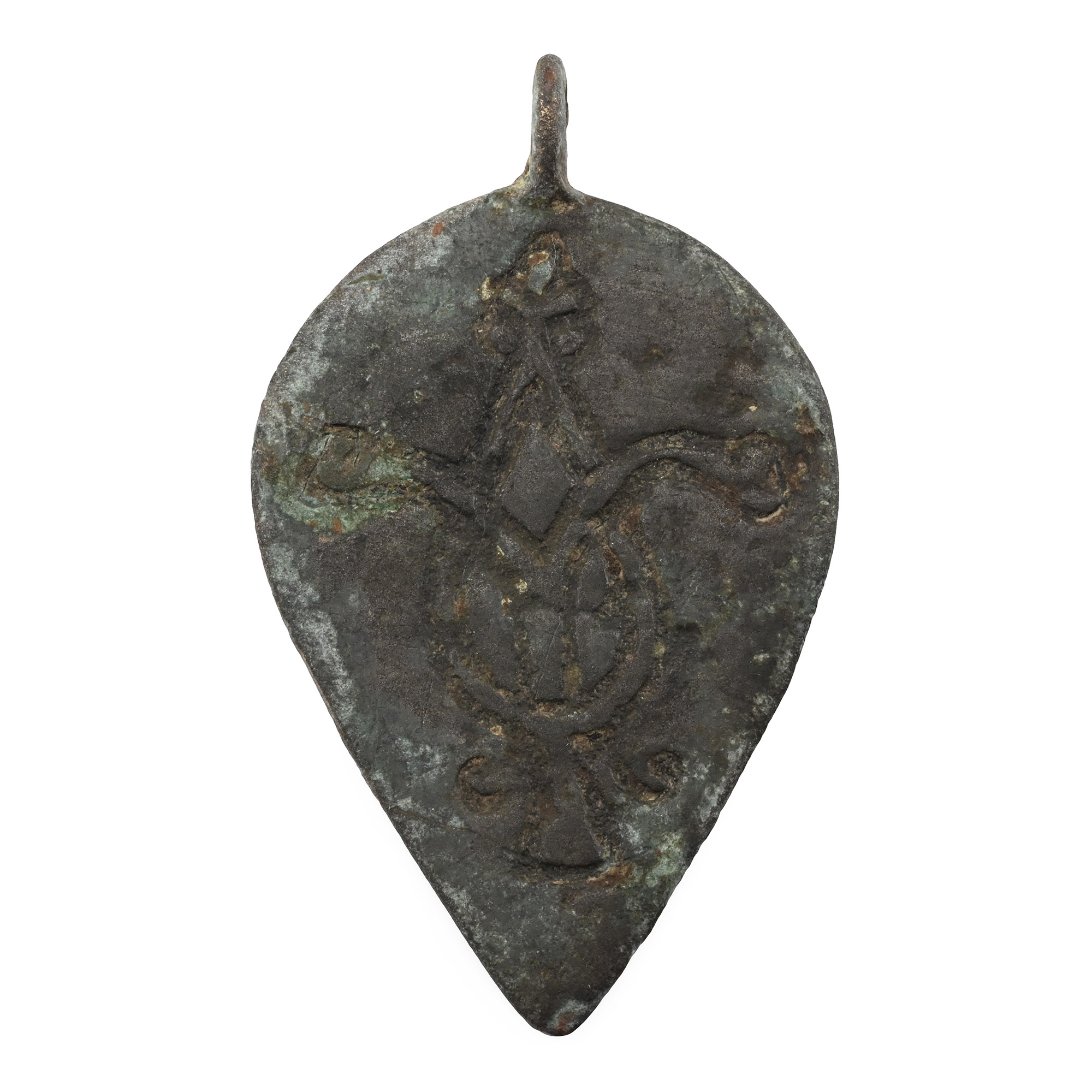 Western Asiatic Bronze Bifacial Pendant with Inscription
