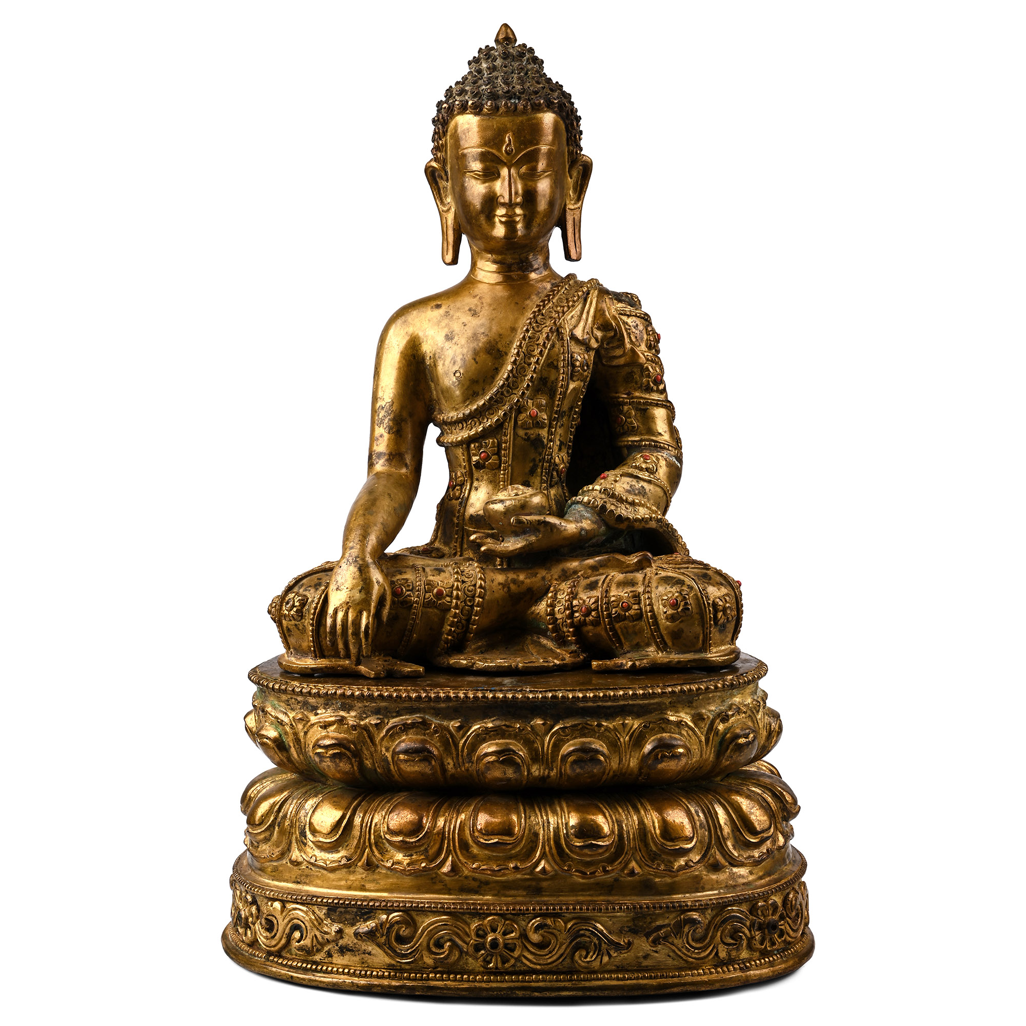 Large Tibetan Gilt Bronze Seated Buddha Figure