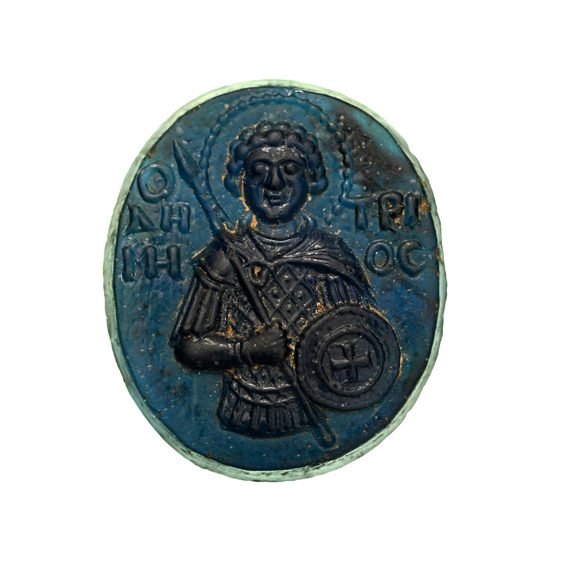 Post-Classical Glass Paste Cameo of Saint Demetrius