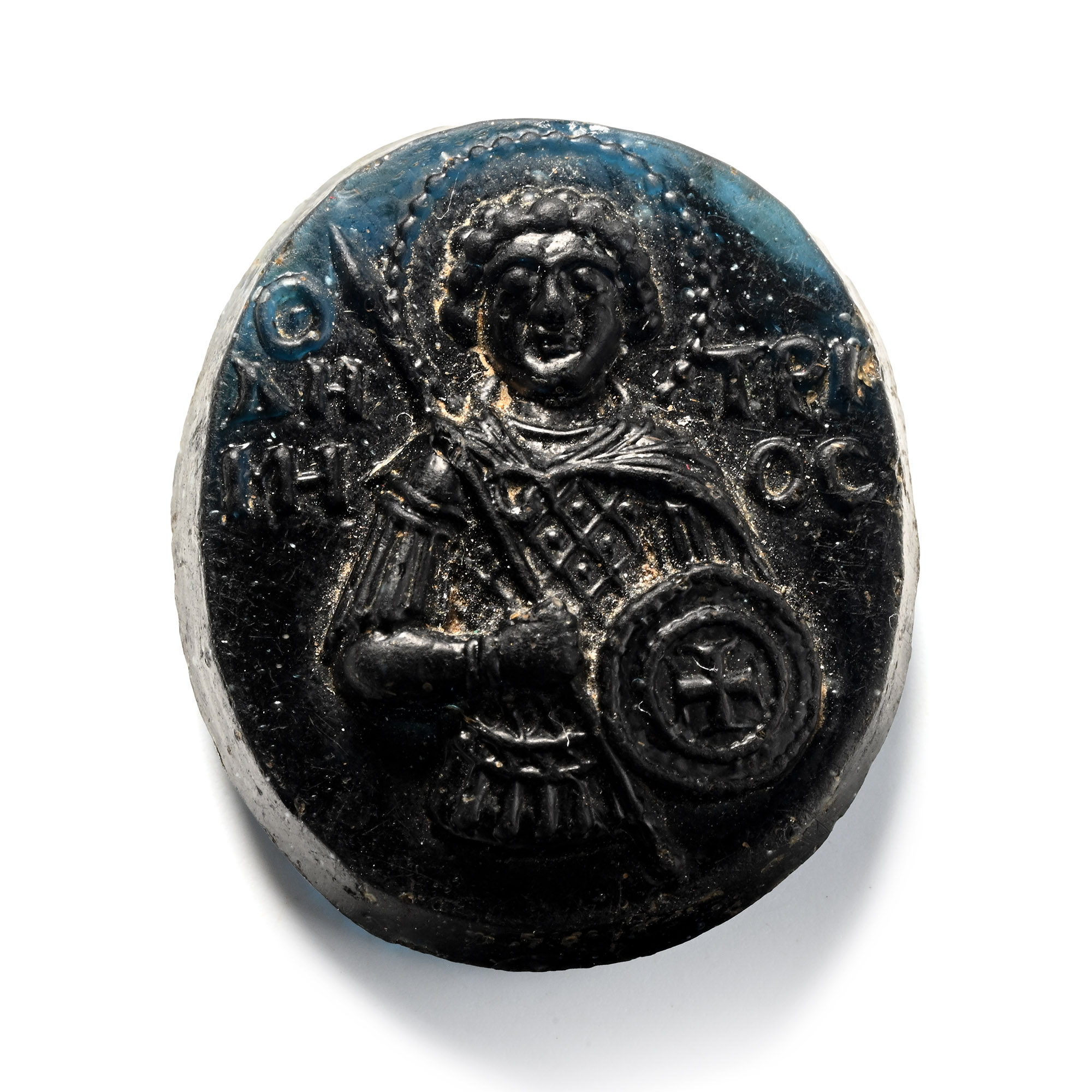 Post-Classical Glass Paste Cameo of Saint Demetrius