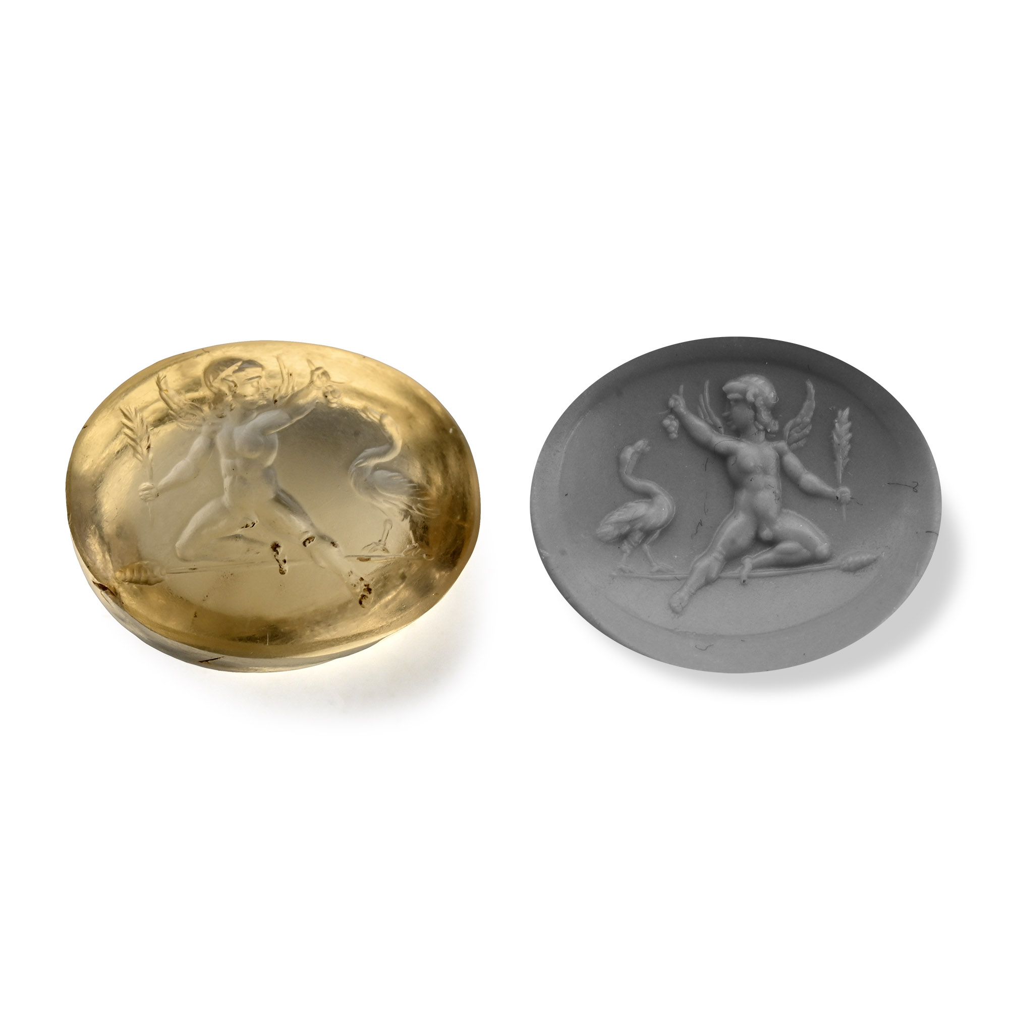 Neoclassical Citrine Gemstone with Putto and Goose