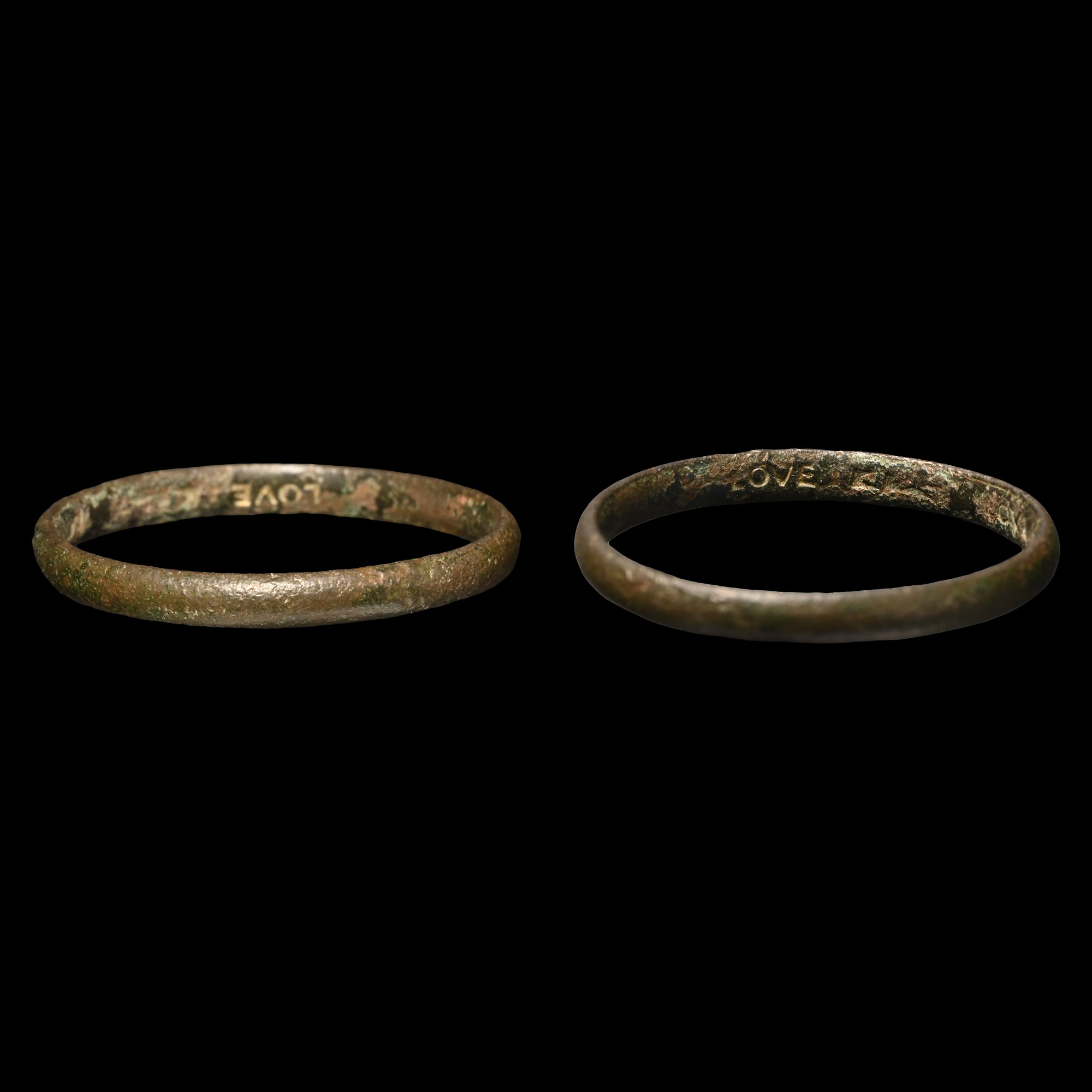 Post Medieval Bronze 'LOVE LOVE' Posy Ring