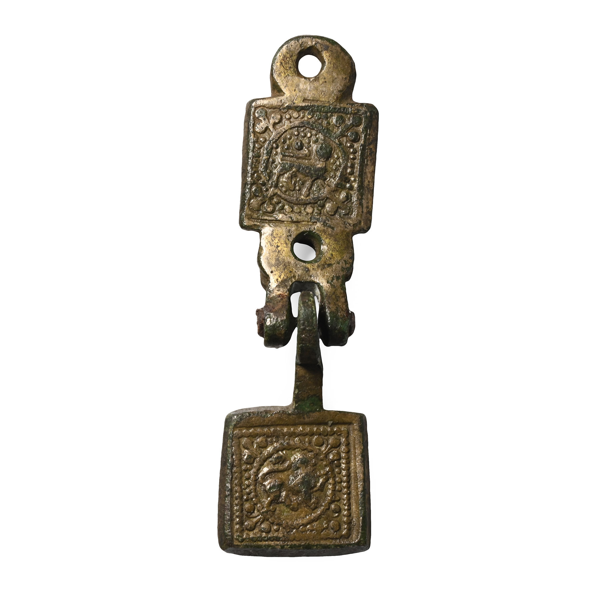 Medieval Knight's Gilt Bronze Heraldic Horse Harness Pendant with Hanger Group