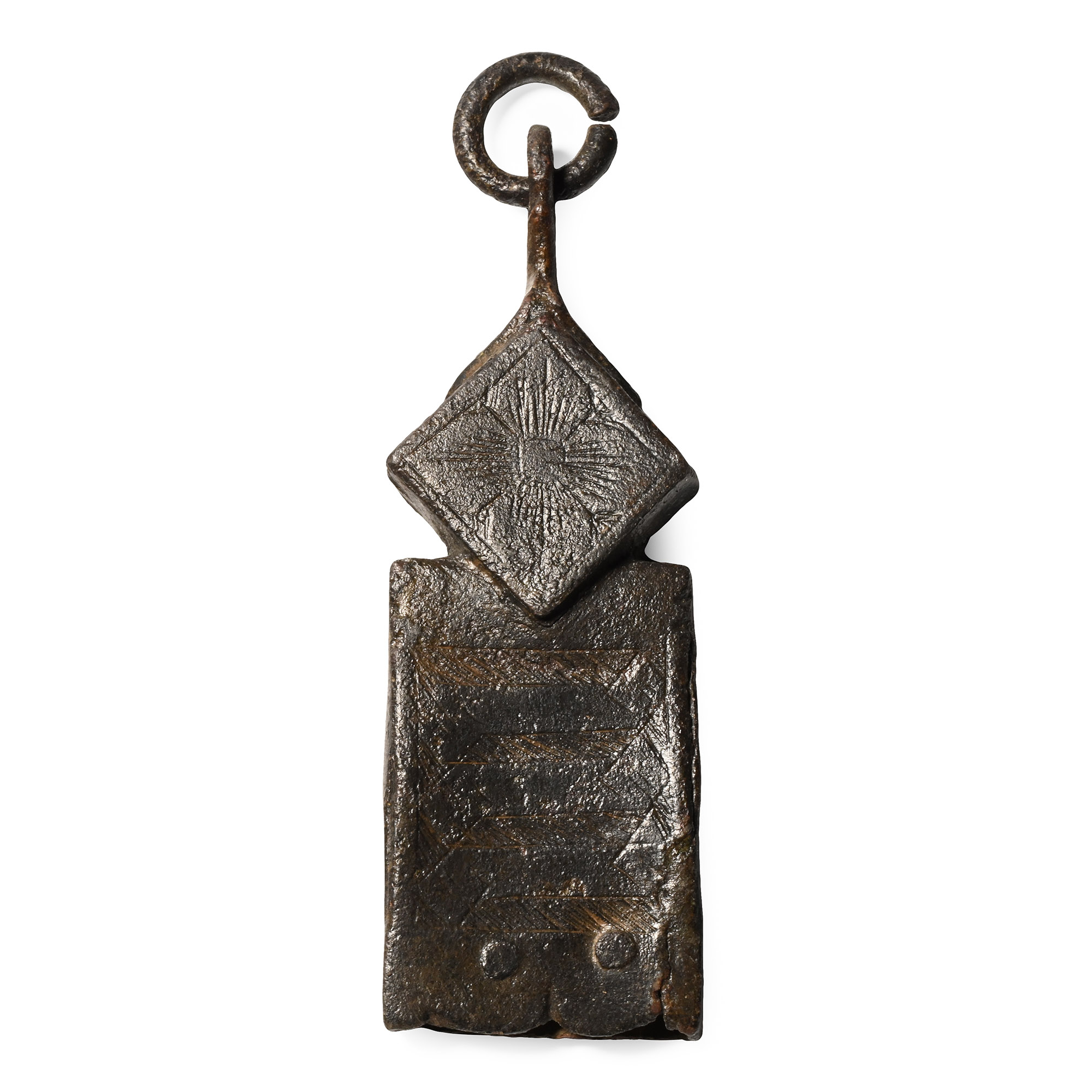 Medieval Knight's Bronze Strap End with M for Maria