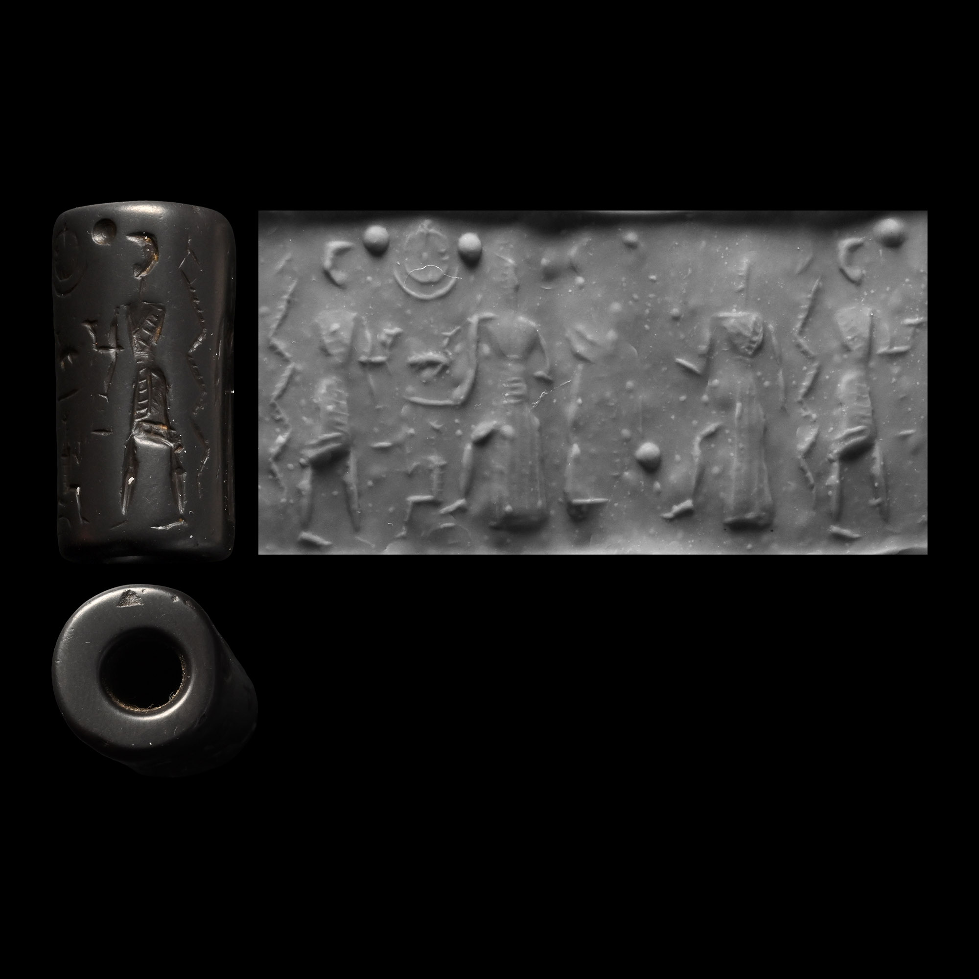 Western Asiatic Haematite Cylinder Seal with Processional Scene
