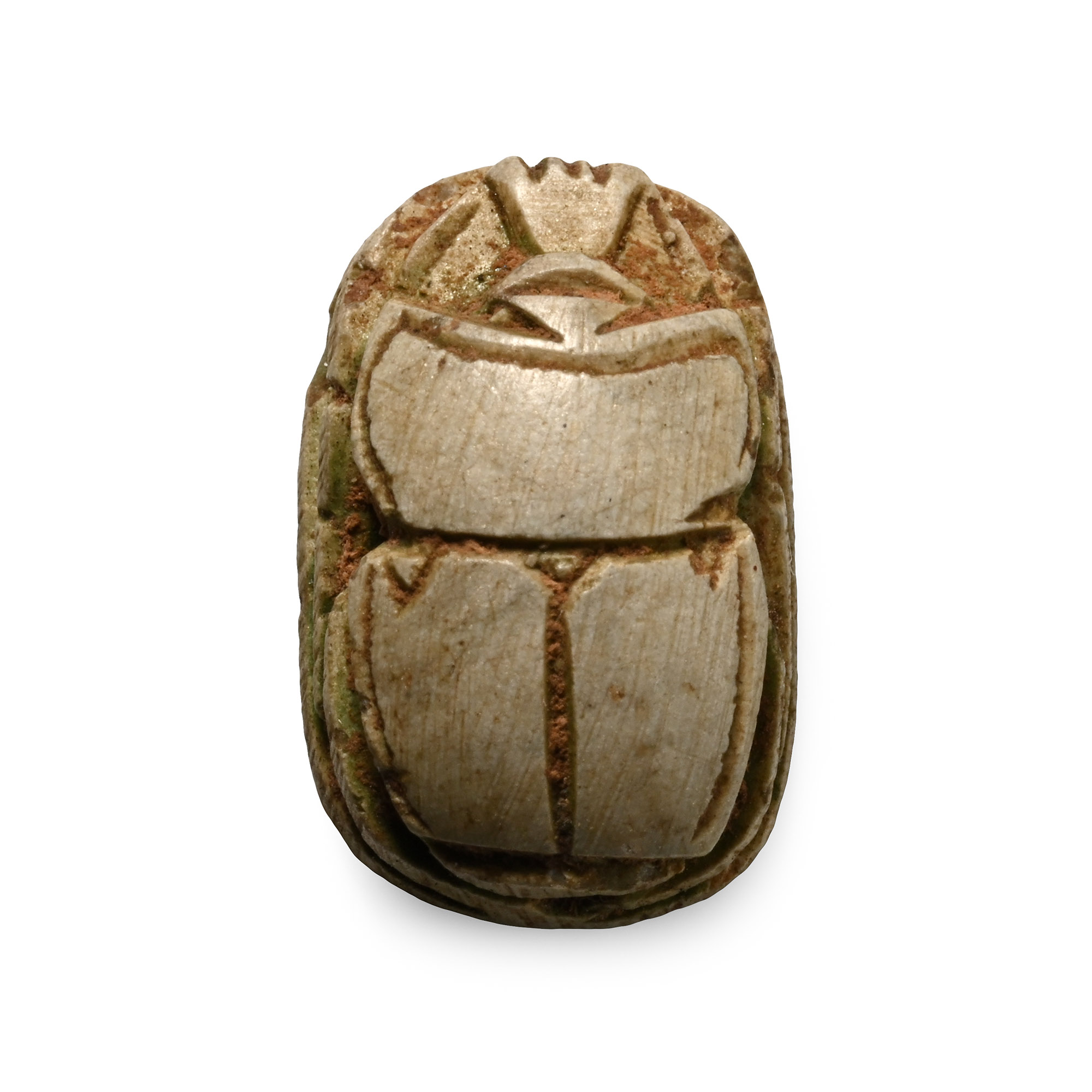 Egyptian Pale Blue Steatite Scarab with Hieroglyphs