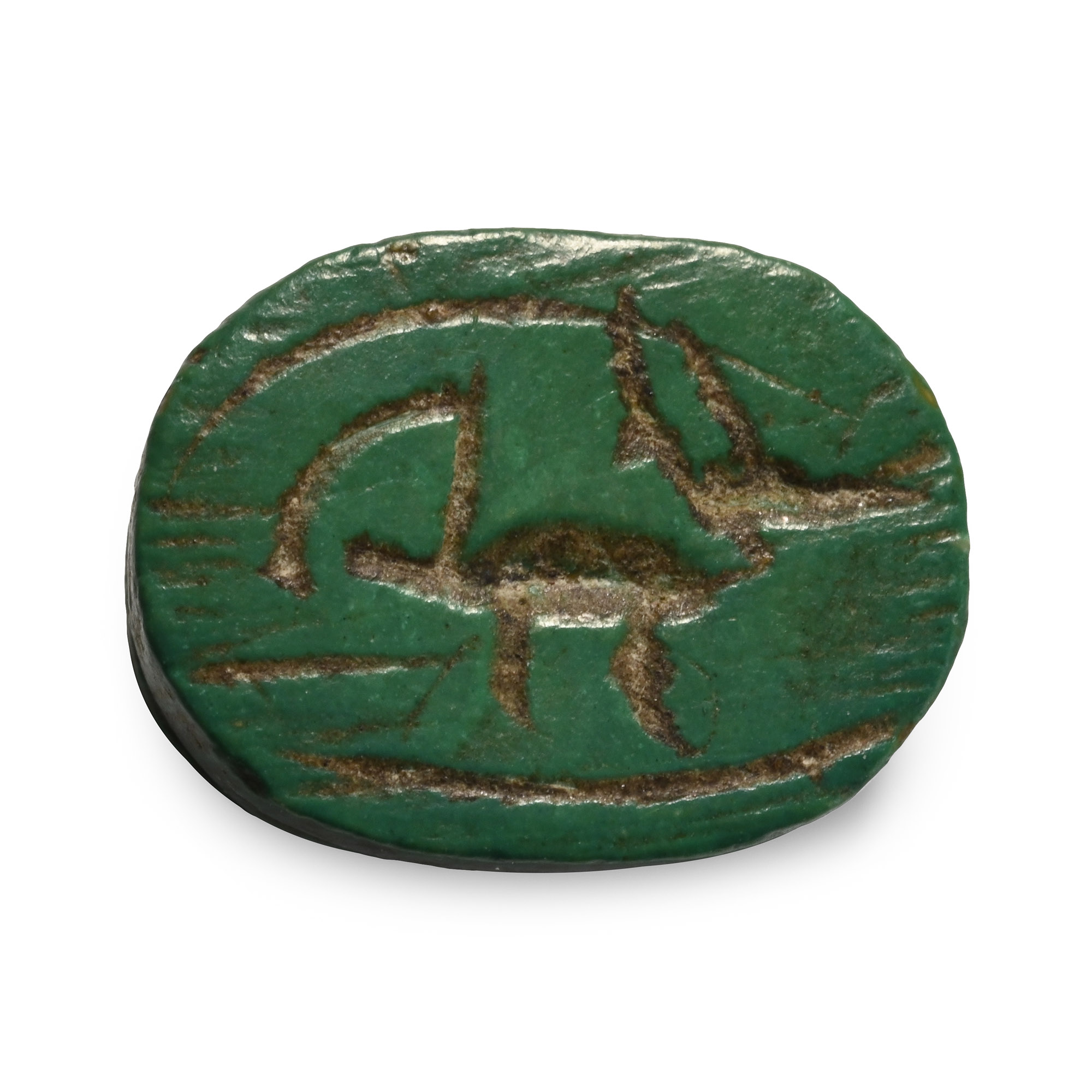 Egyptian Turquoise Stone Scarab with Hieroglyphs