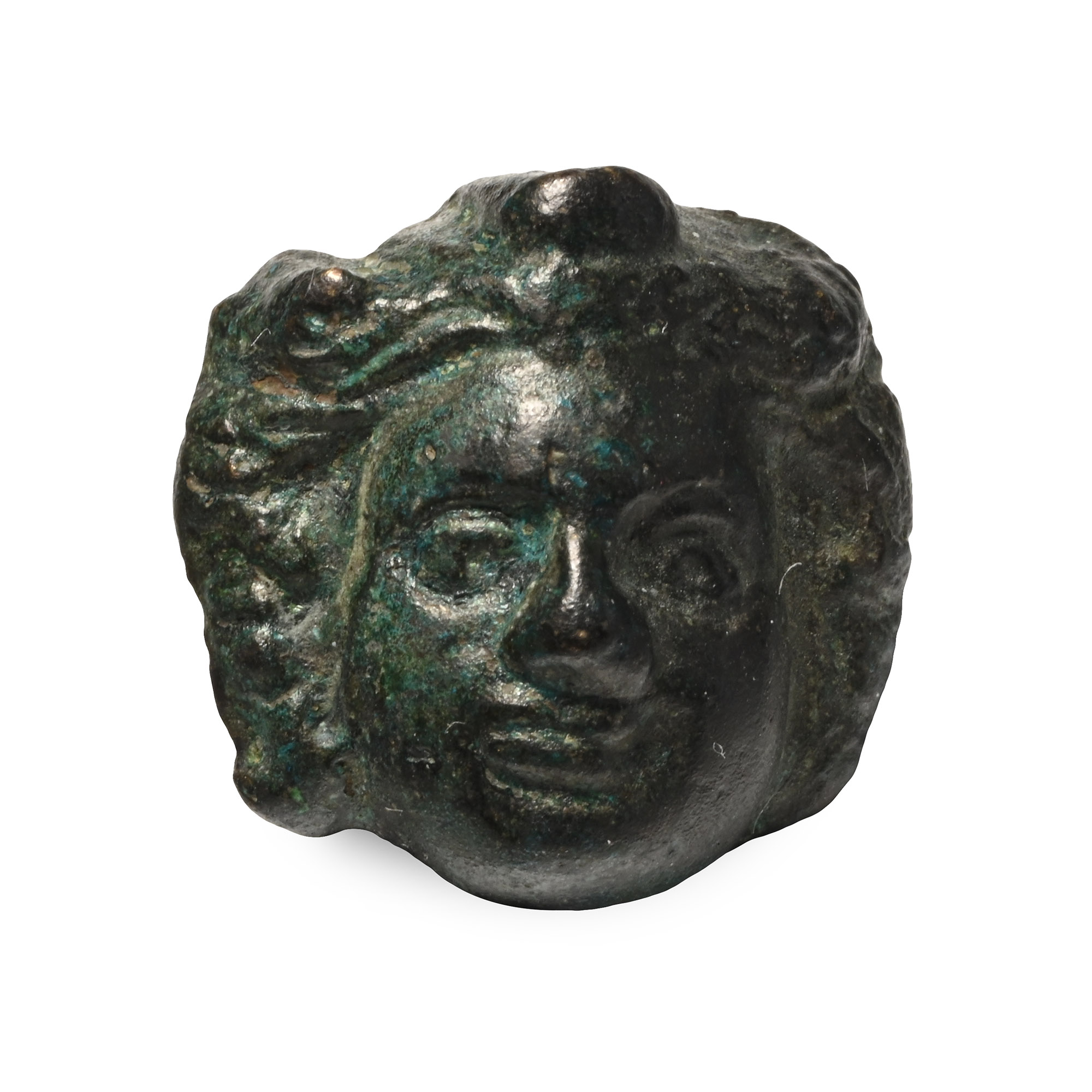 Roman Bronze Eros Head Mount