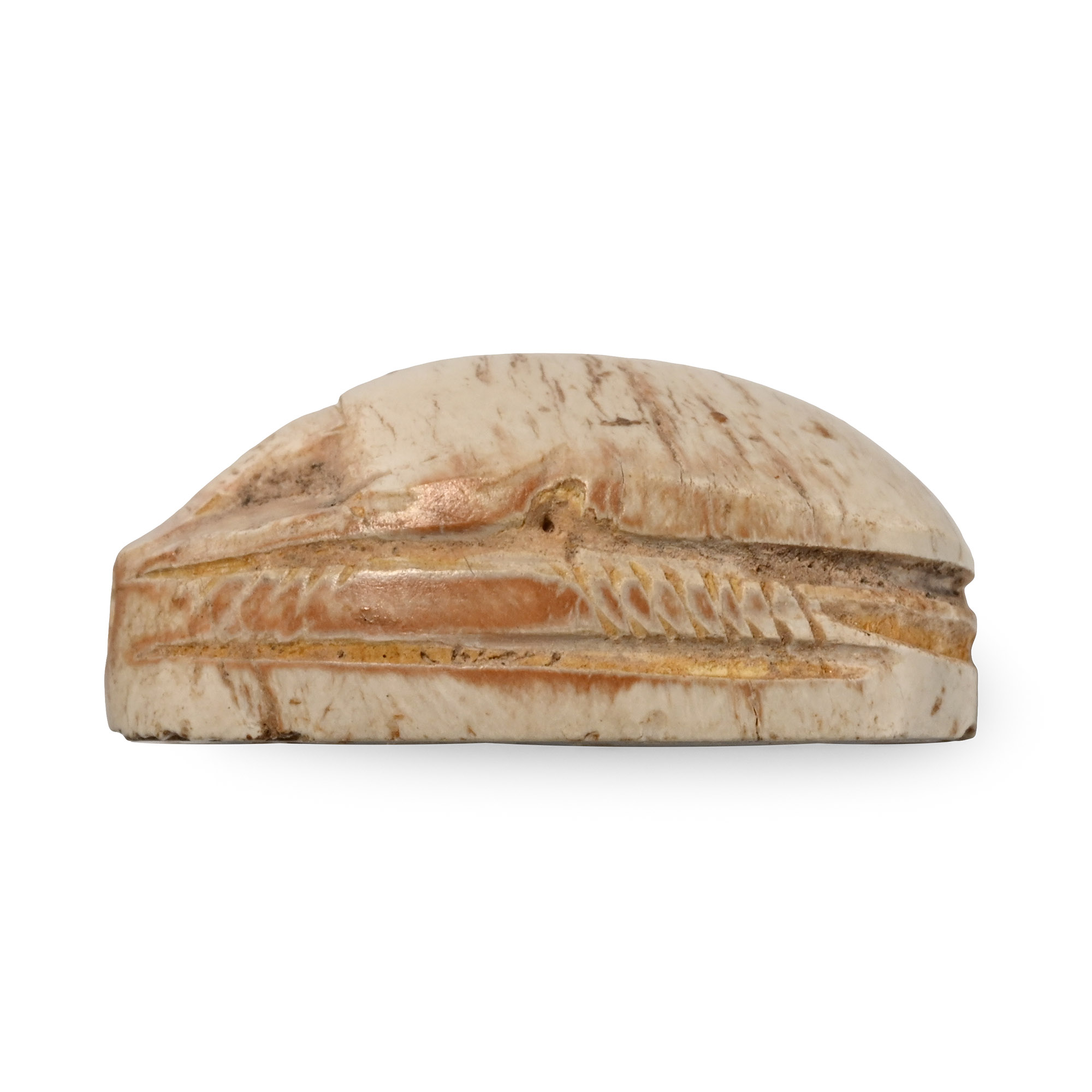 Egyptian White Stone Scarab with Hieroglyphs
