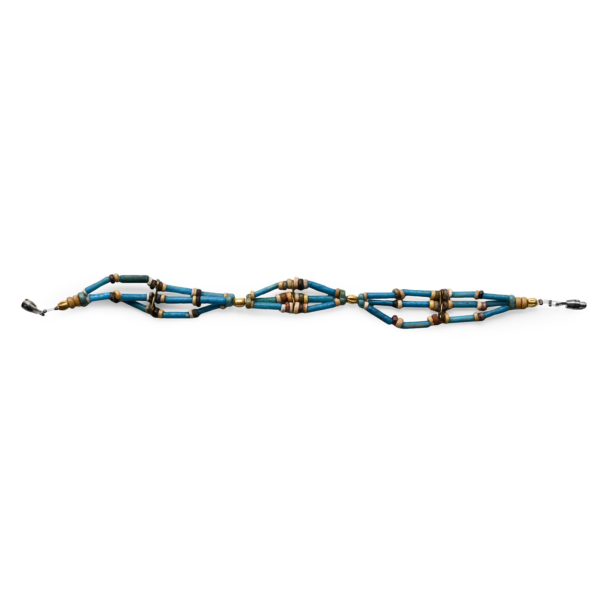 Egyptian Faience and Gold Bead Bracelet