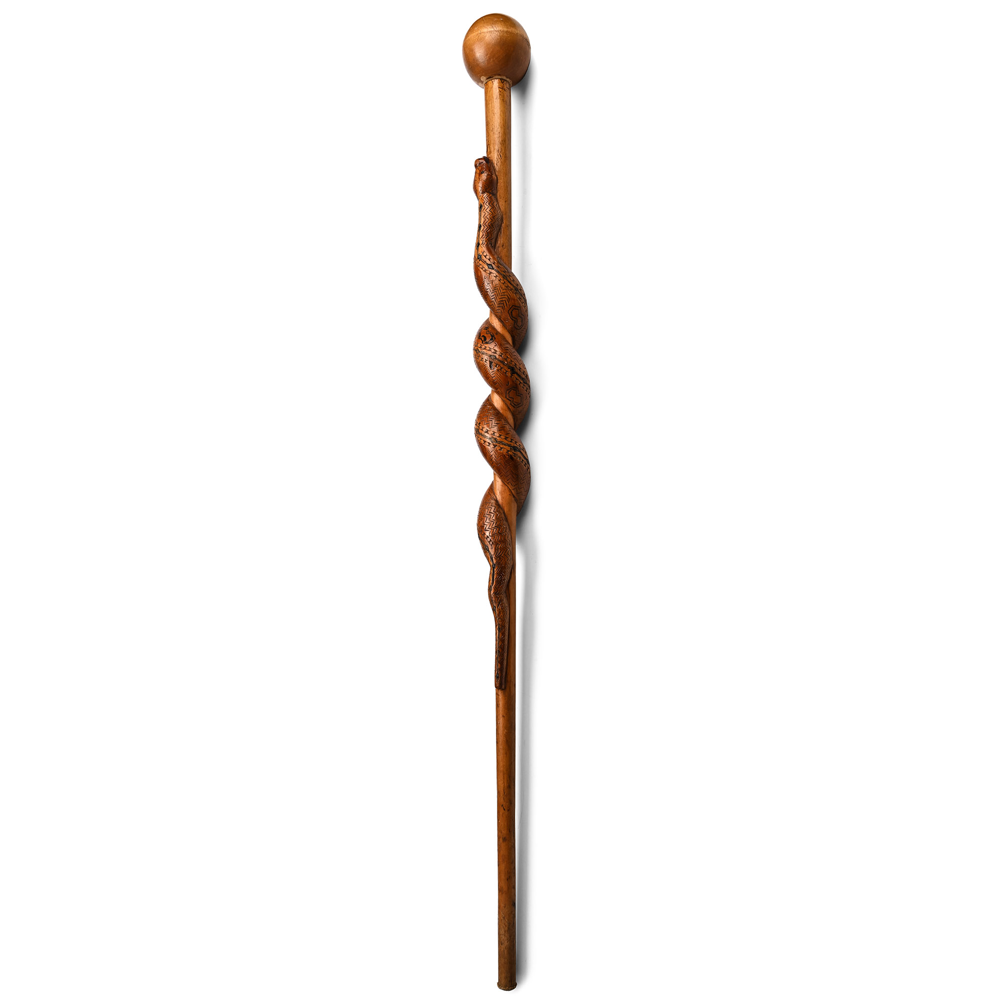 WWI Trench Art Wooden Walking Stick