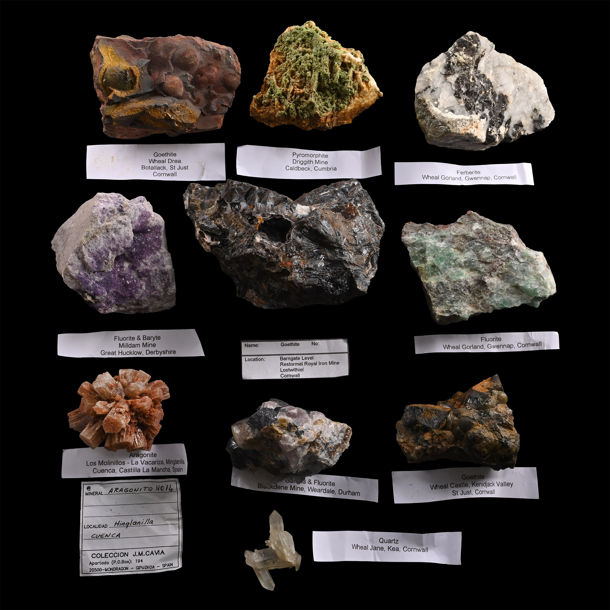 Mixed English and Spanish Crystal and Mineral Specimen Group