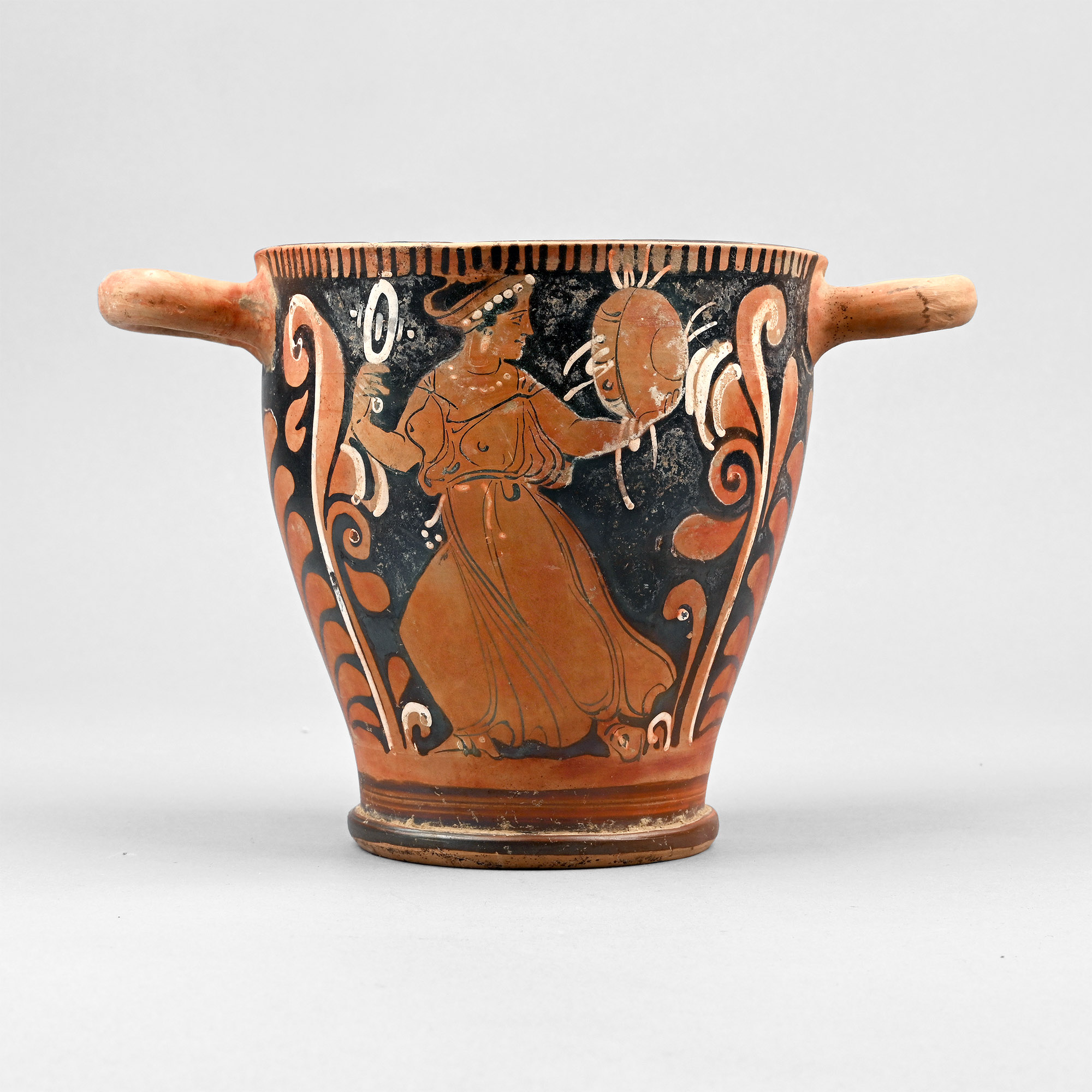Large Greek Red-Figure Skyphos with Lady of Fashion