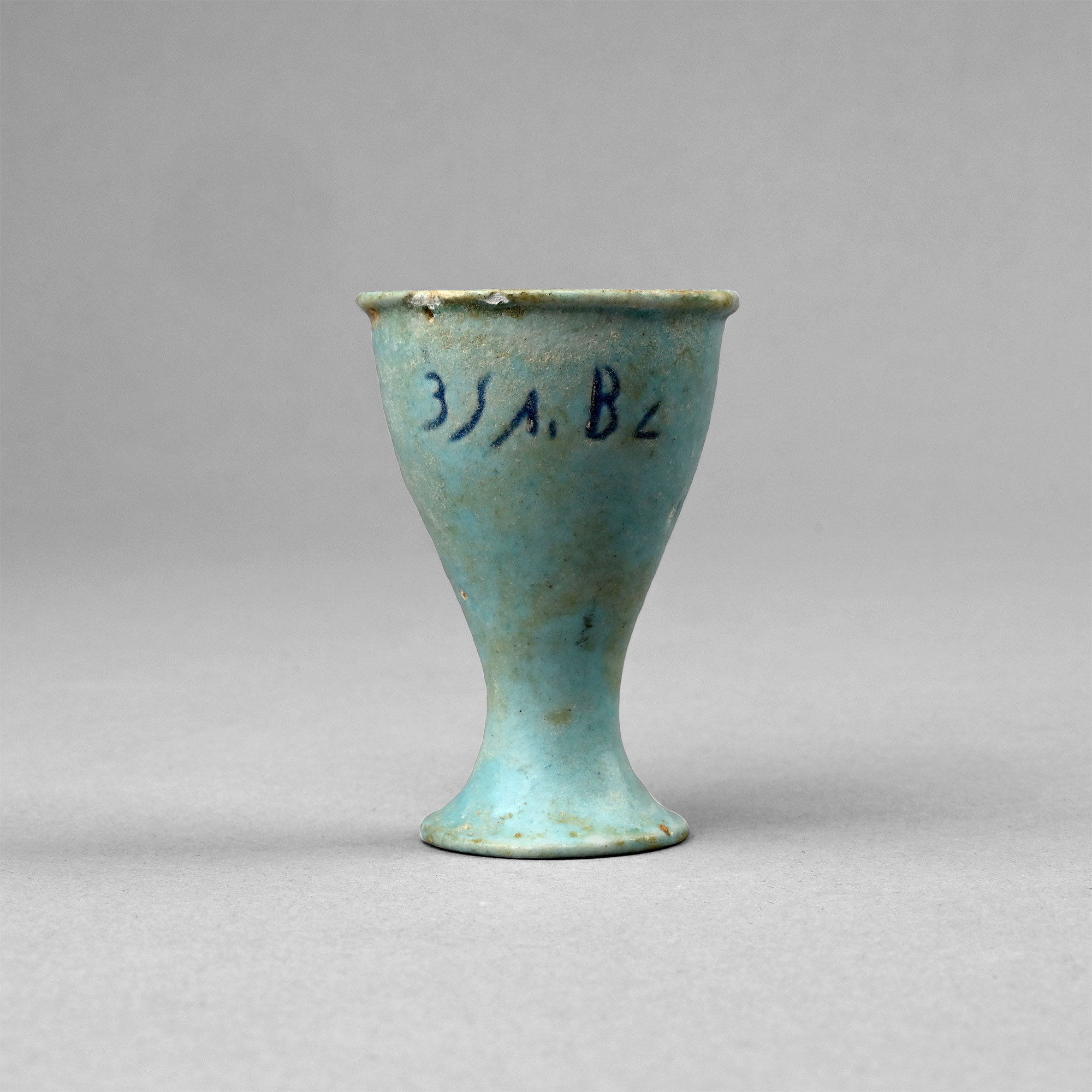 Egyptian Blue Faience Offering Cup with Inscription