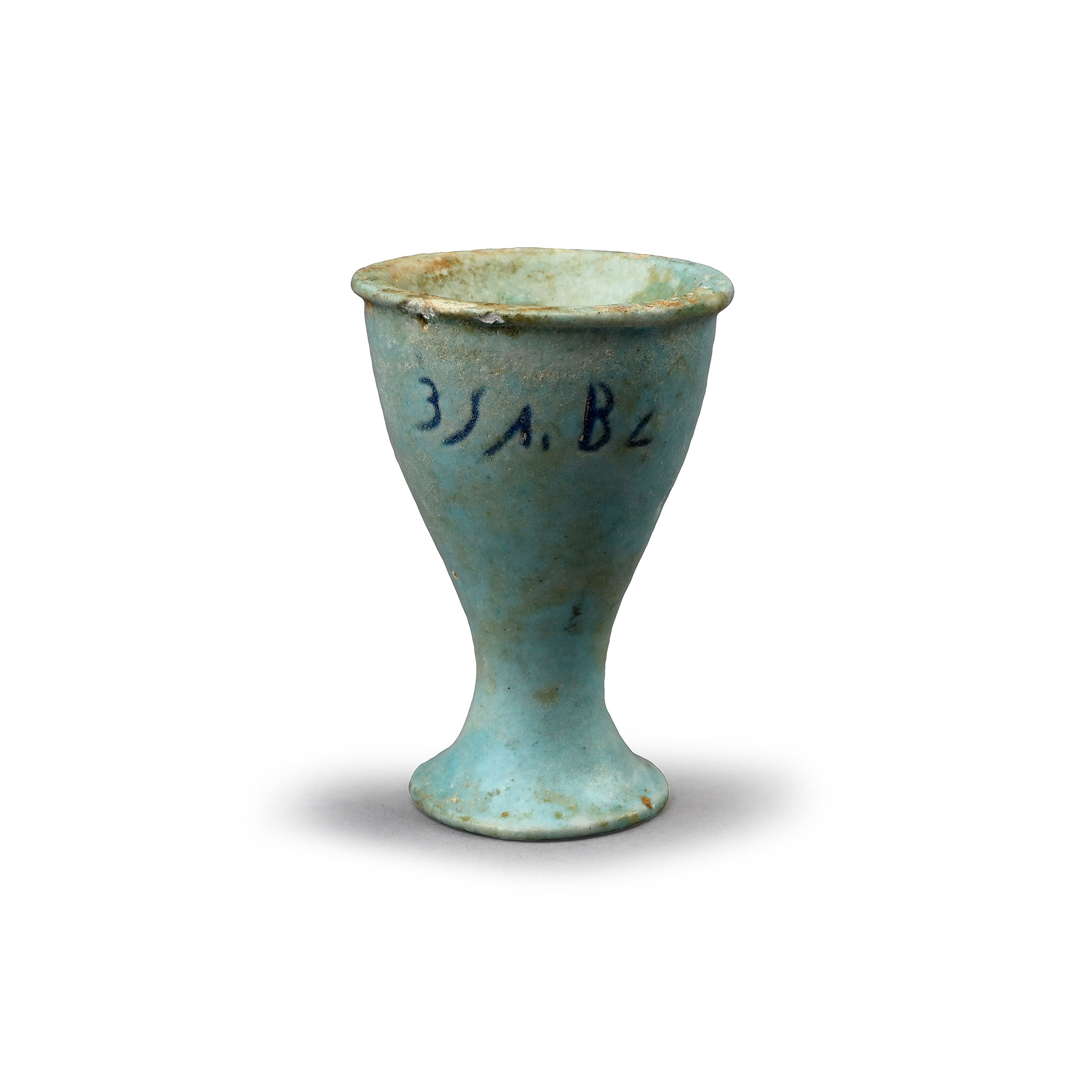 Egyptian Blue Faience Offering Cup with Inscription