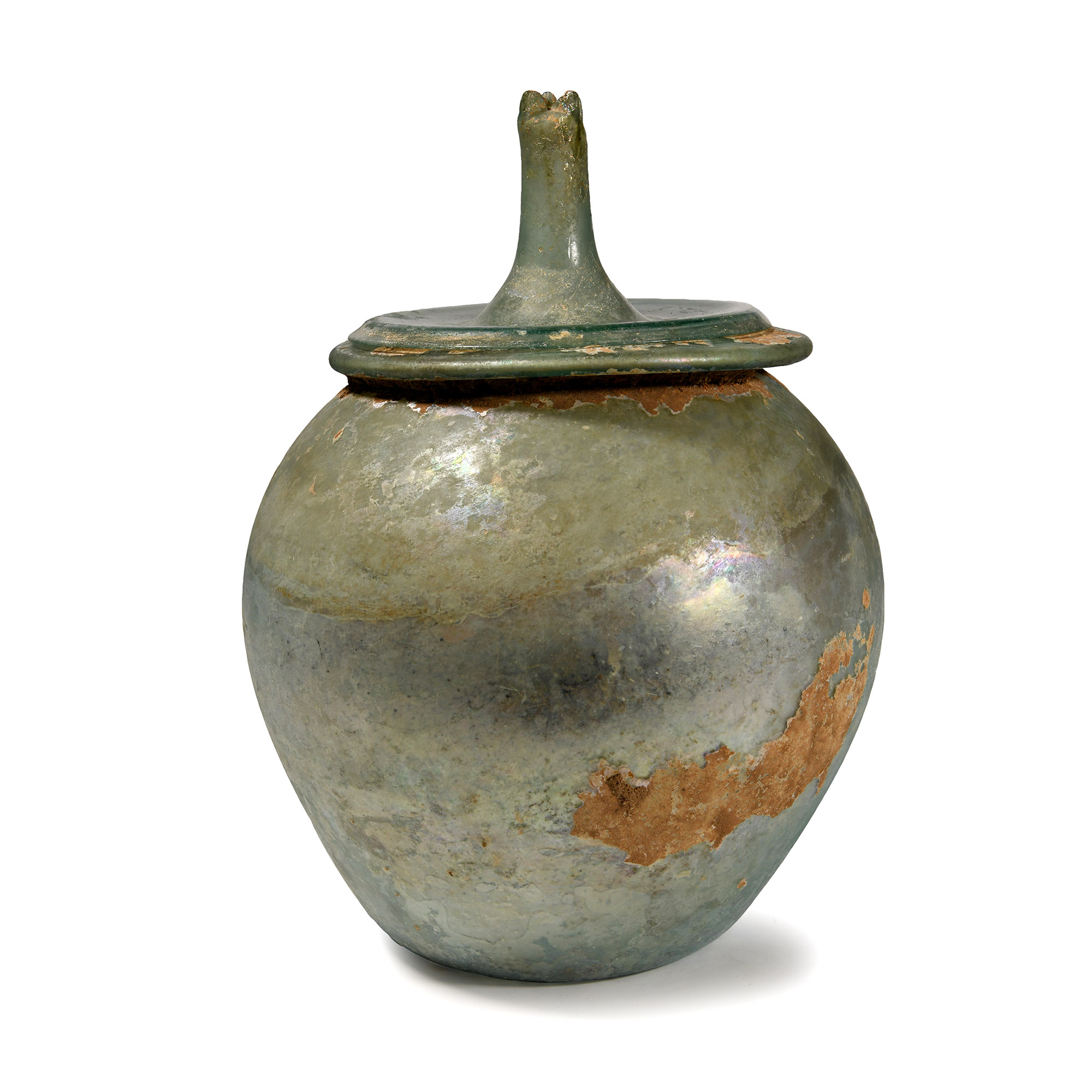 Large Roman 'The Sangiorgi' Pale Green Glass Cinerary Urn
