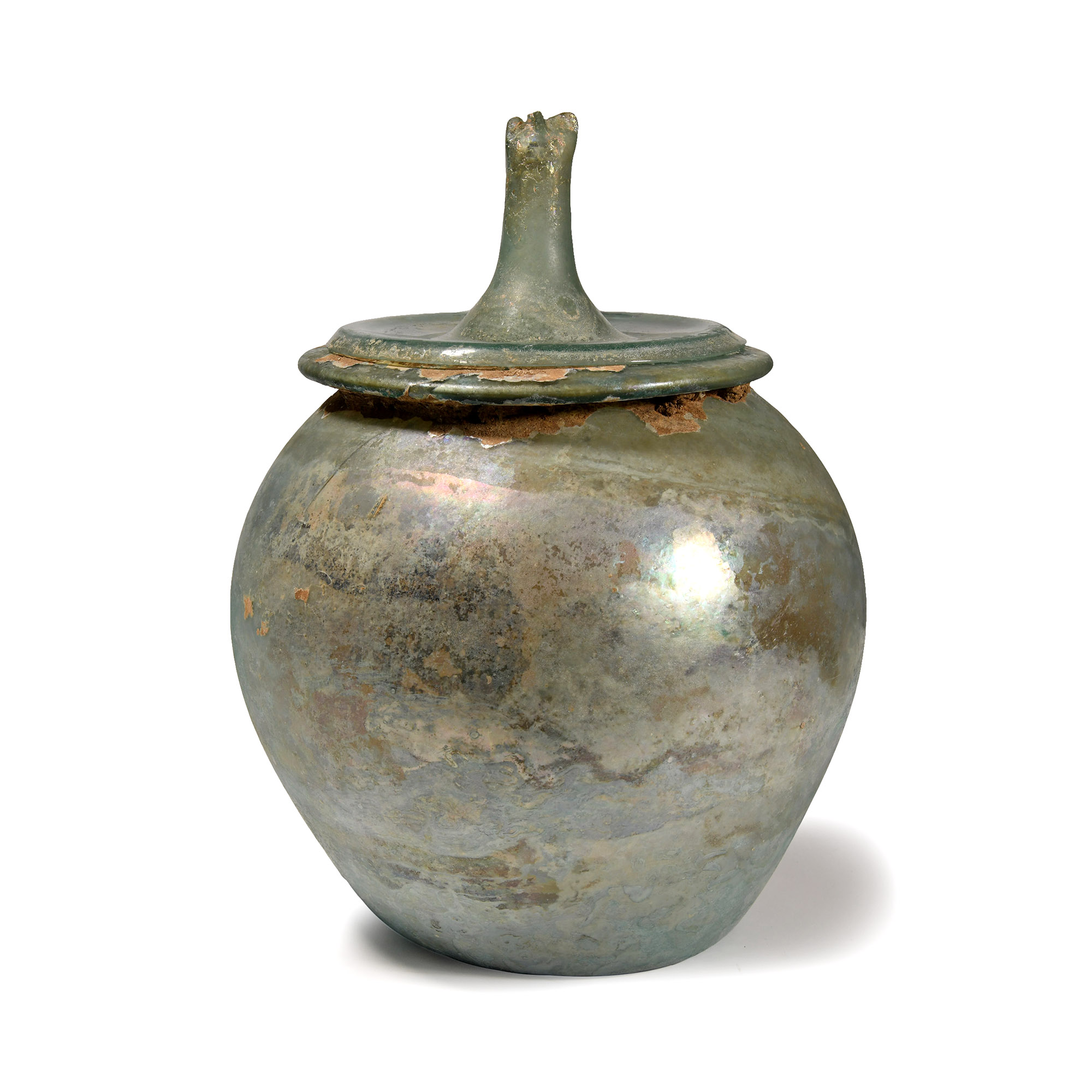 Large Roman 'The Sangiorgi' Pale Green Glass Cinerary Urn