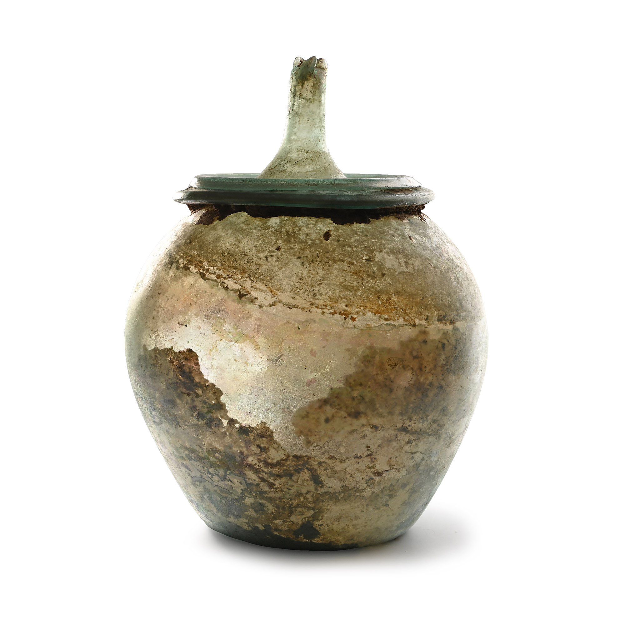 Large Roman 'The Sangiorgi' Pale Green Glass Cinerary Urn