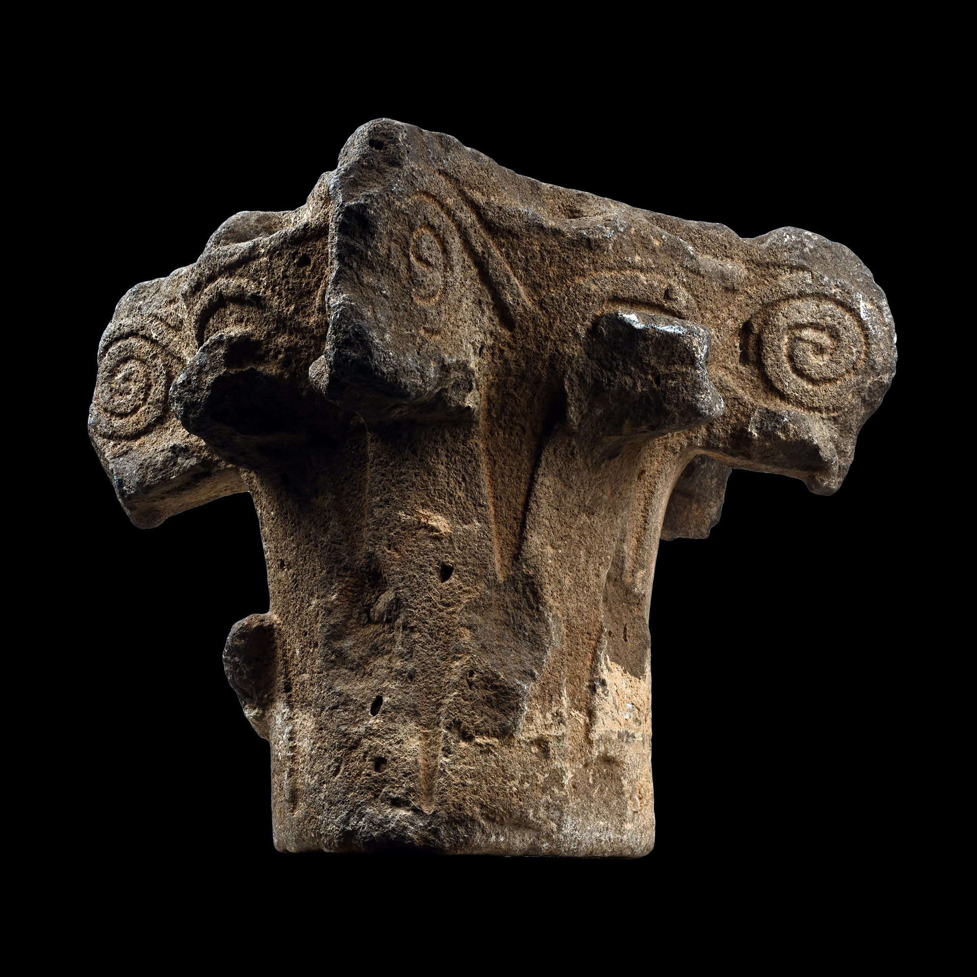 Large Medieval Crusader Period Carved Basalt Capital