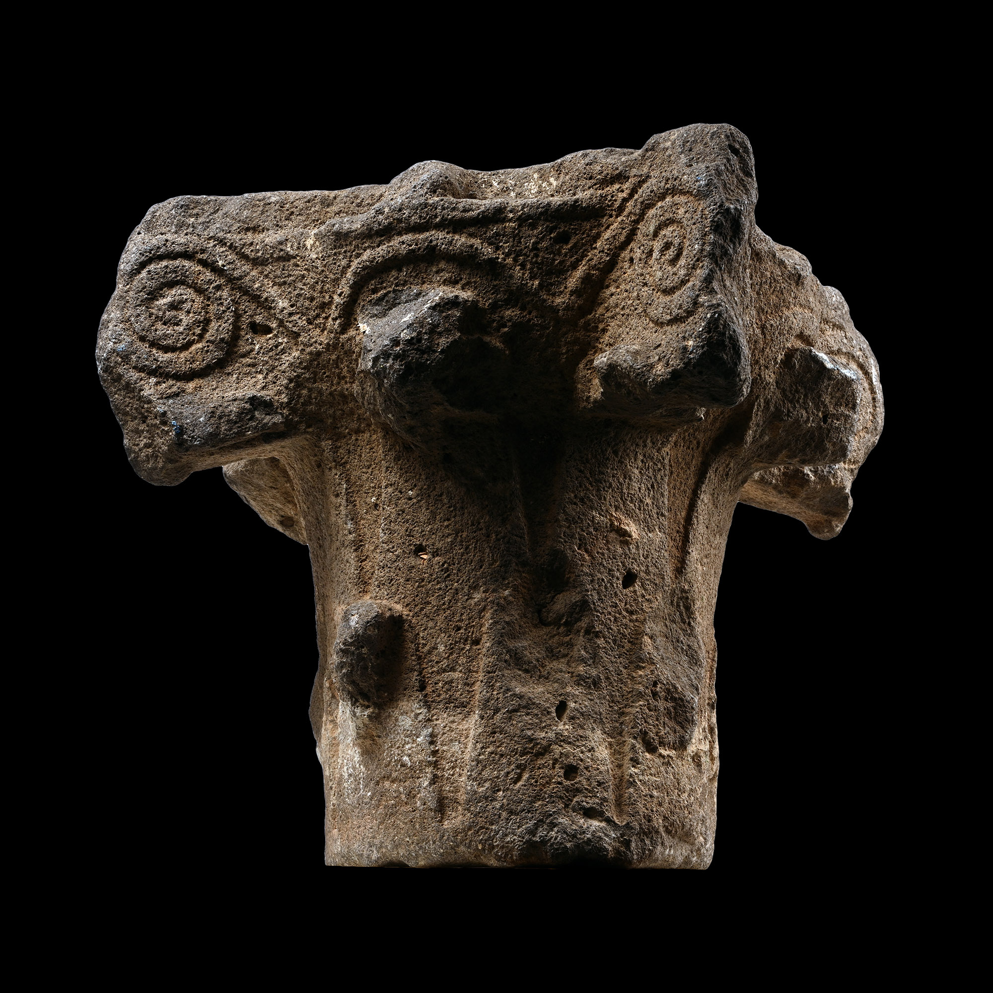 Large Medieval Crusader Period Carved Basalt Capital