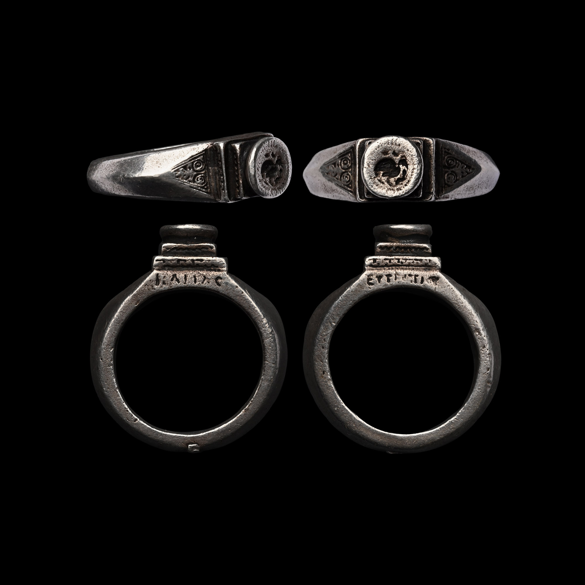 Silver Ring with Inscription to the Sides