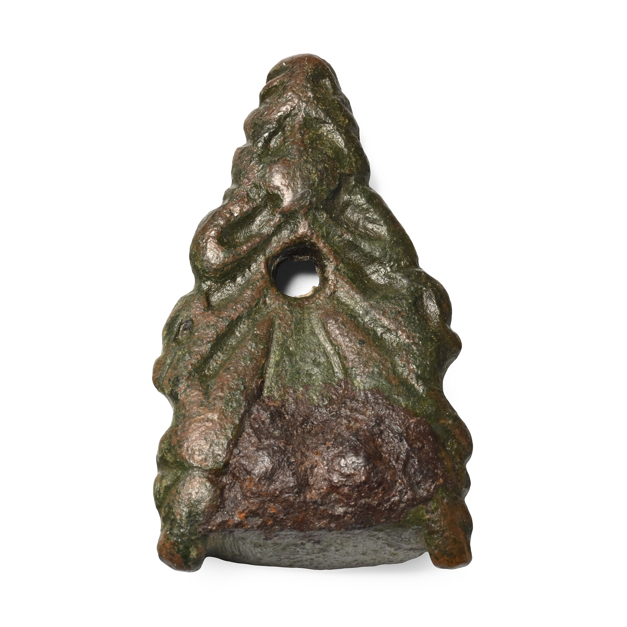 Anglo-Scandinavian Viking Bronze Stirrup Apex Mount with Beast Heads