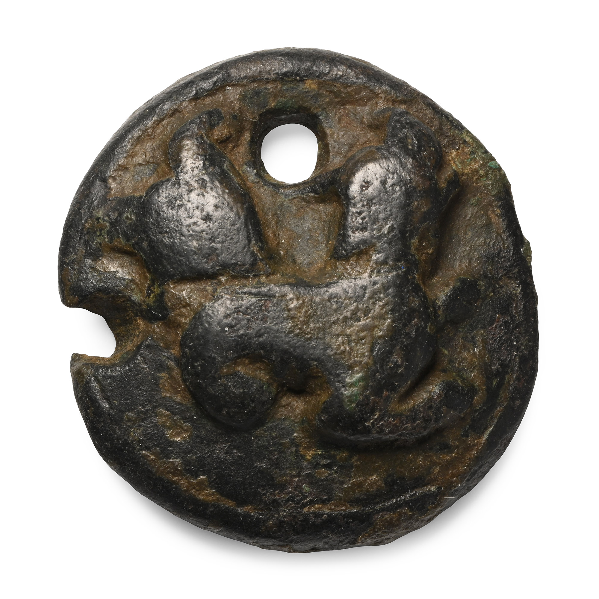 Medieval Heavy Bronze Roundel with Dog