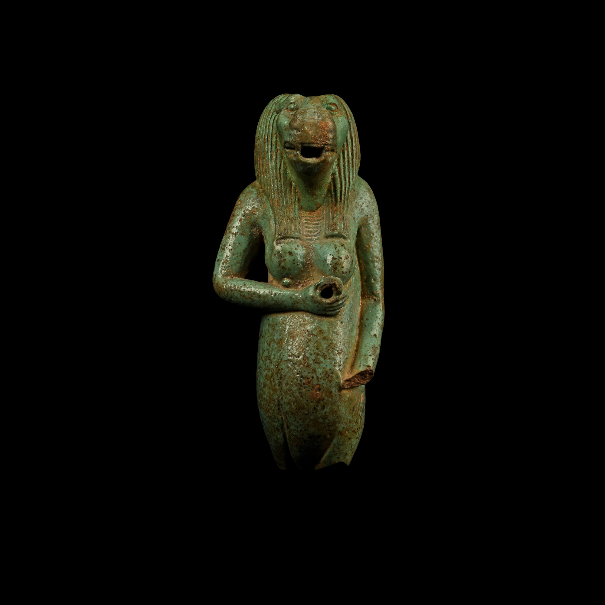 Large Egyptian Blue Faience Taweret Vessel