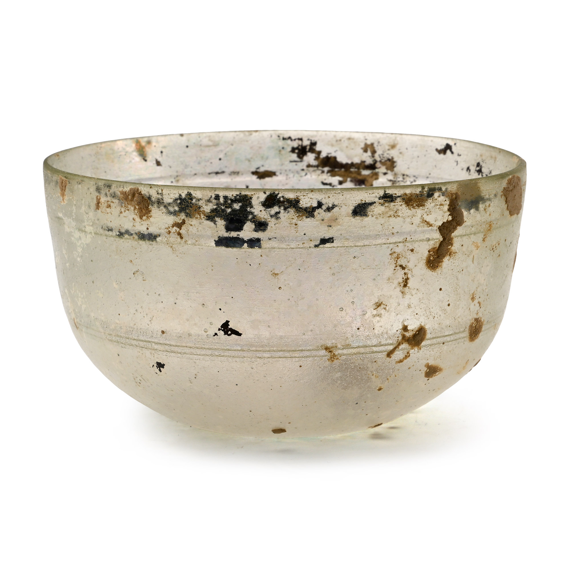 Roman Wheel-Cut Clear Glass Bowl