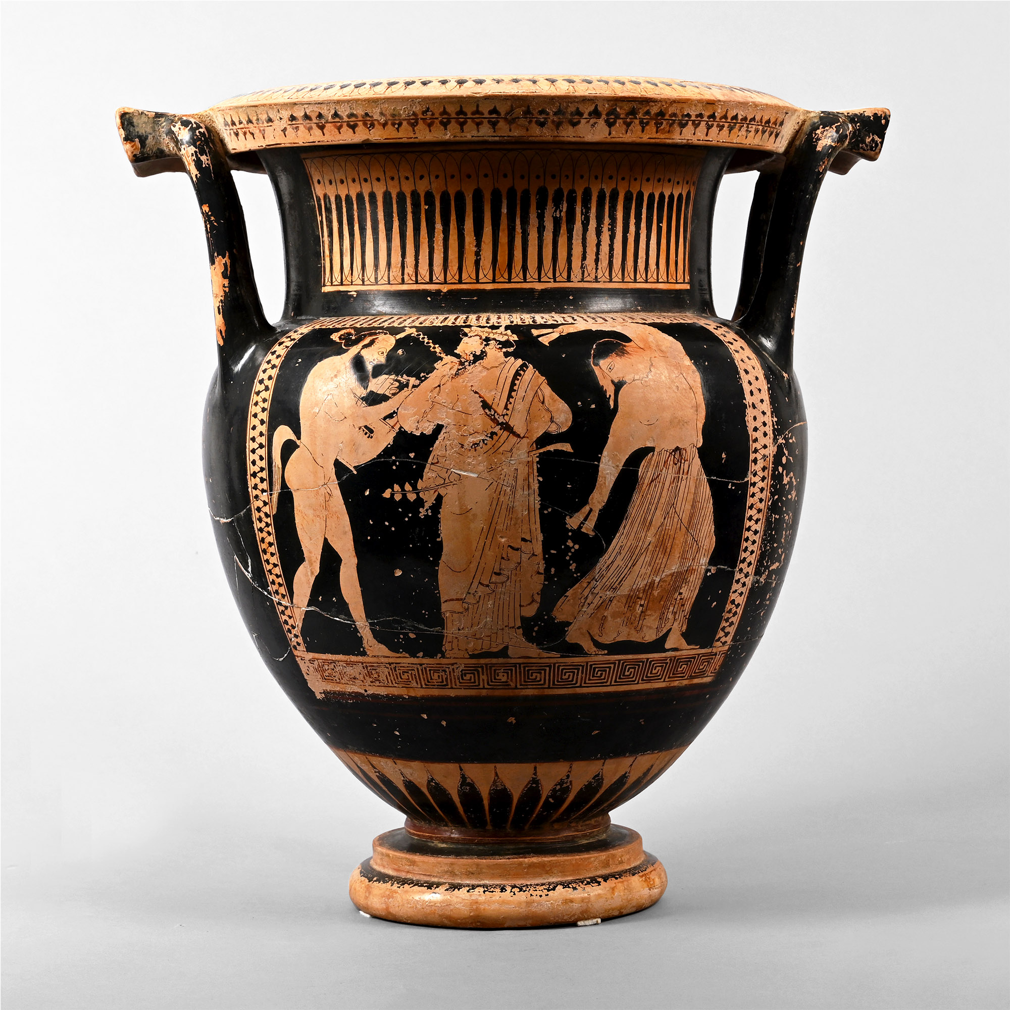 Greek Red-Figure Column Krater with Bull and Rider