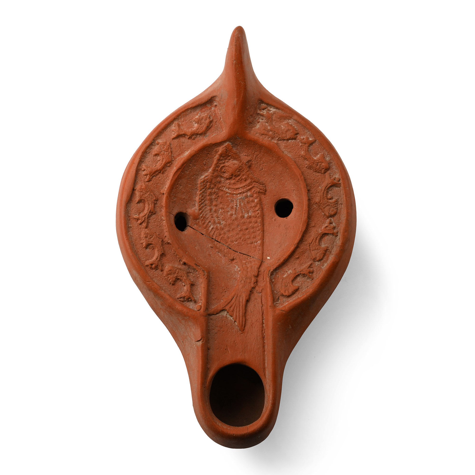 Late Roman Terracotta Lamp with Christian Fish