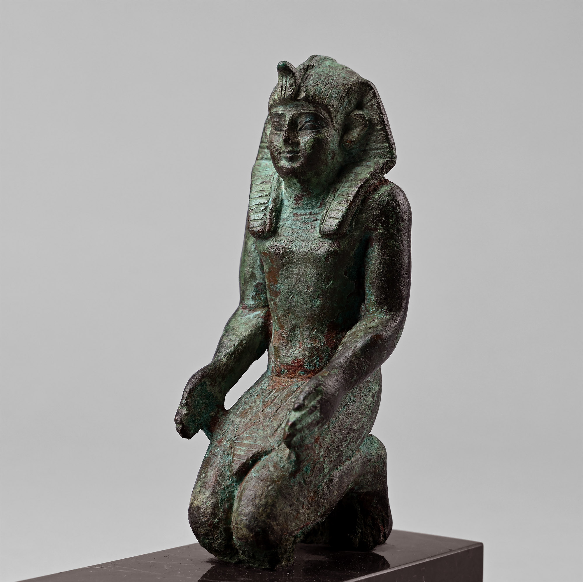 Egyptian Bronze Kneeling Figure of a King